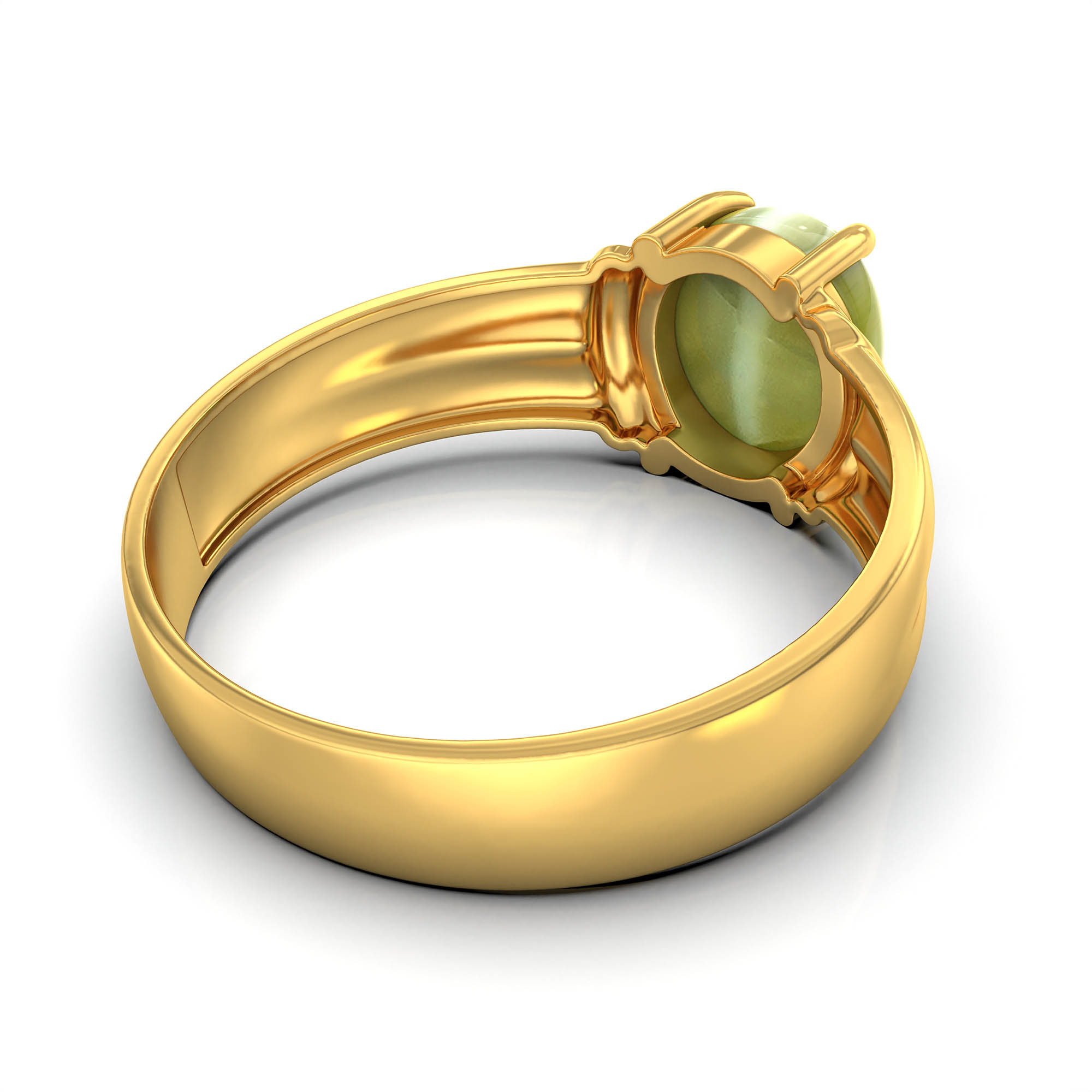 Cat's Eye (Lehsunia) Ring for Men in 22K Yellow Gold – Oval Cabochon 9x8 mm, Prong Setting, 4 g (Design KF-8) thumbnail
