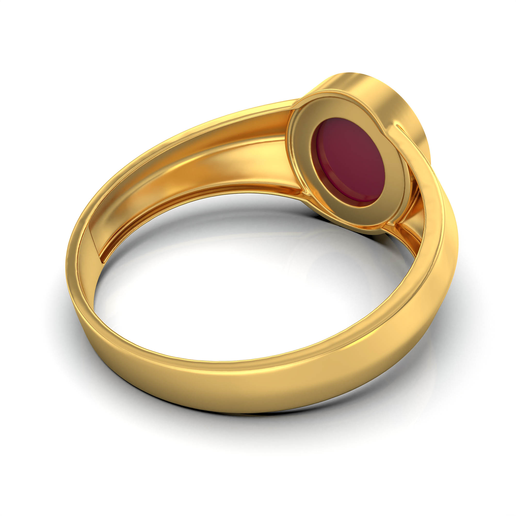 Ruby (Manik) Ring for Men in 22K Yellow Gold – Oval Cabochon 9x8 mm, Bezel Setting, 4 g (Design KF-10) thumbnail