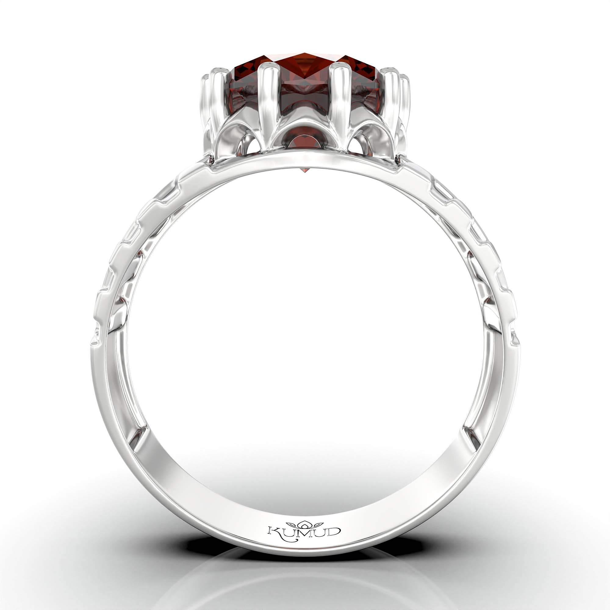 Hessonite (Gomed) Ring for Women in 925 Sterling Silver – Oval 11x9 mm, Prong Setting, 2.4 g (Design KF-11) thumbnail