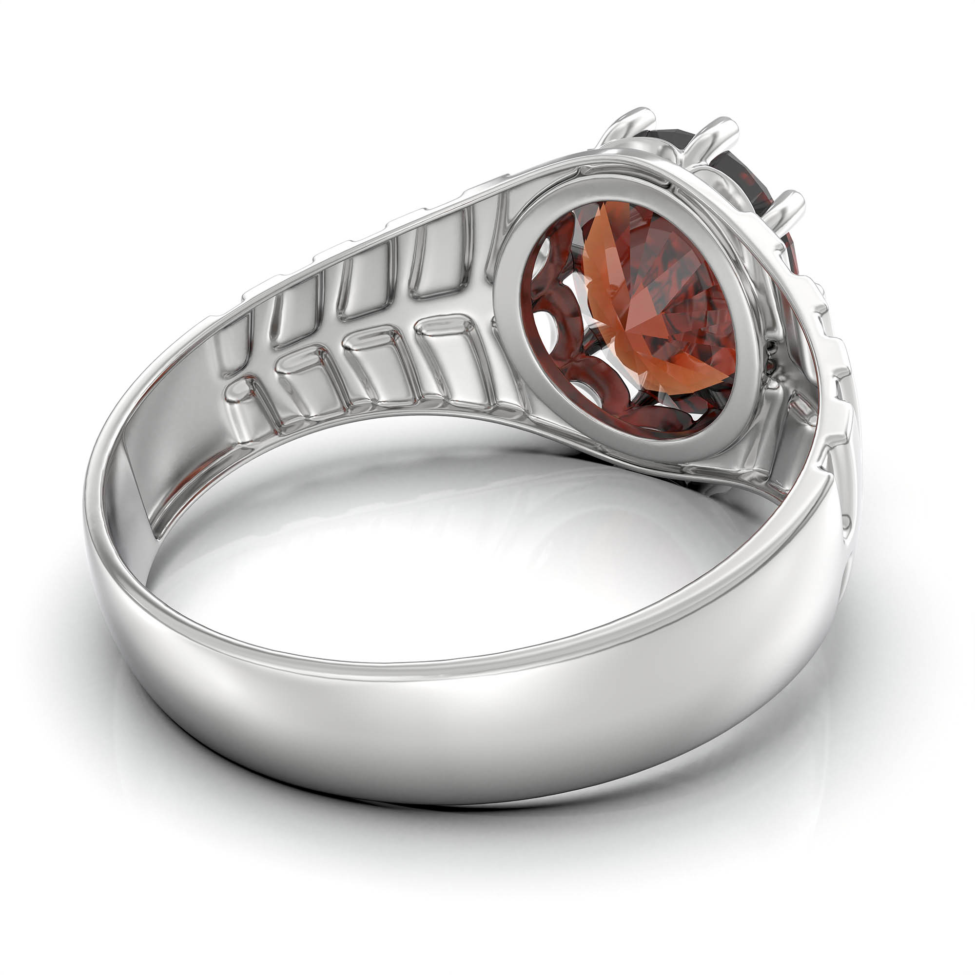 Hessonite (Gomed) Ring for Women in 925 Sterling Silver – Oval 11x9 mm, Prong Setting, 2.4 g (Design KF-11) thumbnail