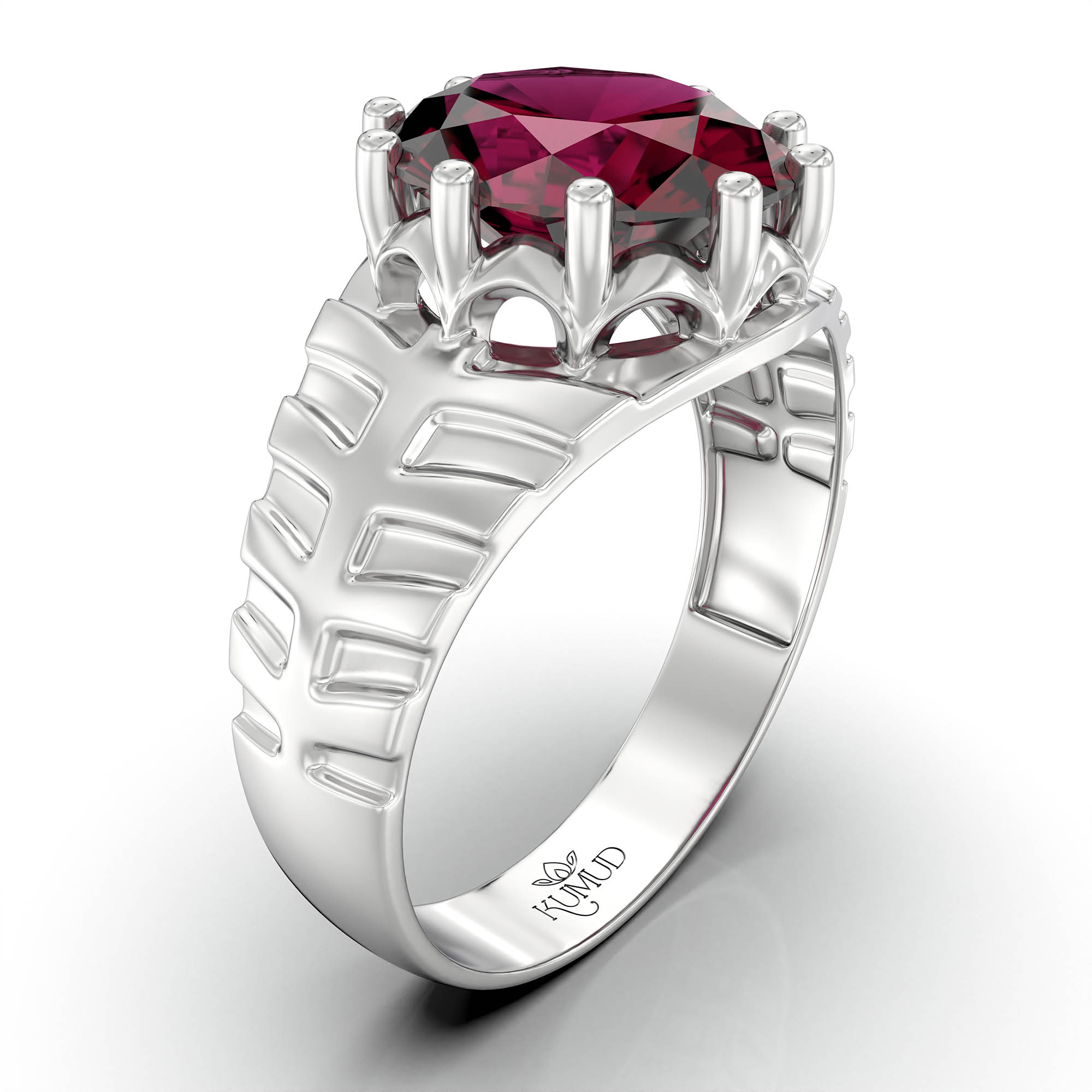 Ruby (Manik) Ring for Women in 925 Sterling Silver – Oval 11x9 mm, Prong Setting, 2.4 g (Design KF-11) thumbnail