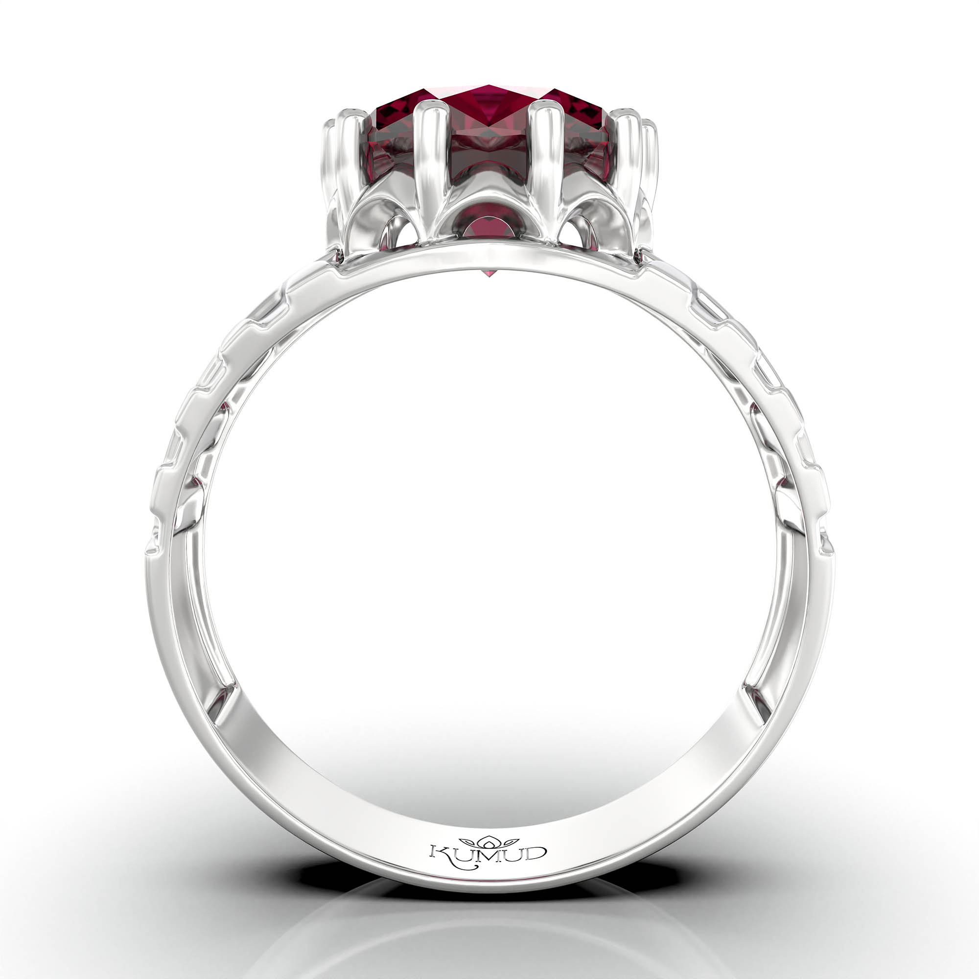 Ruby (Manik) Ring for Women in 925 Sterling Silver – Oval 11x9 mm, Prong Setting, 2.4 g (Design KF-11) thumbnail