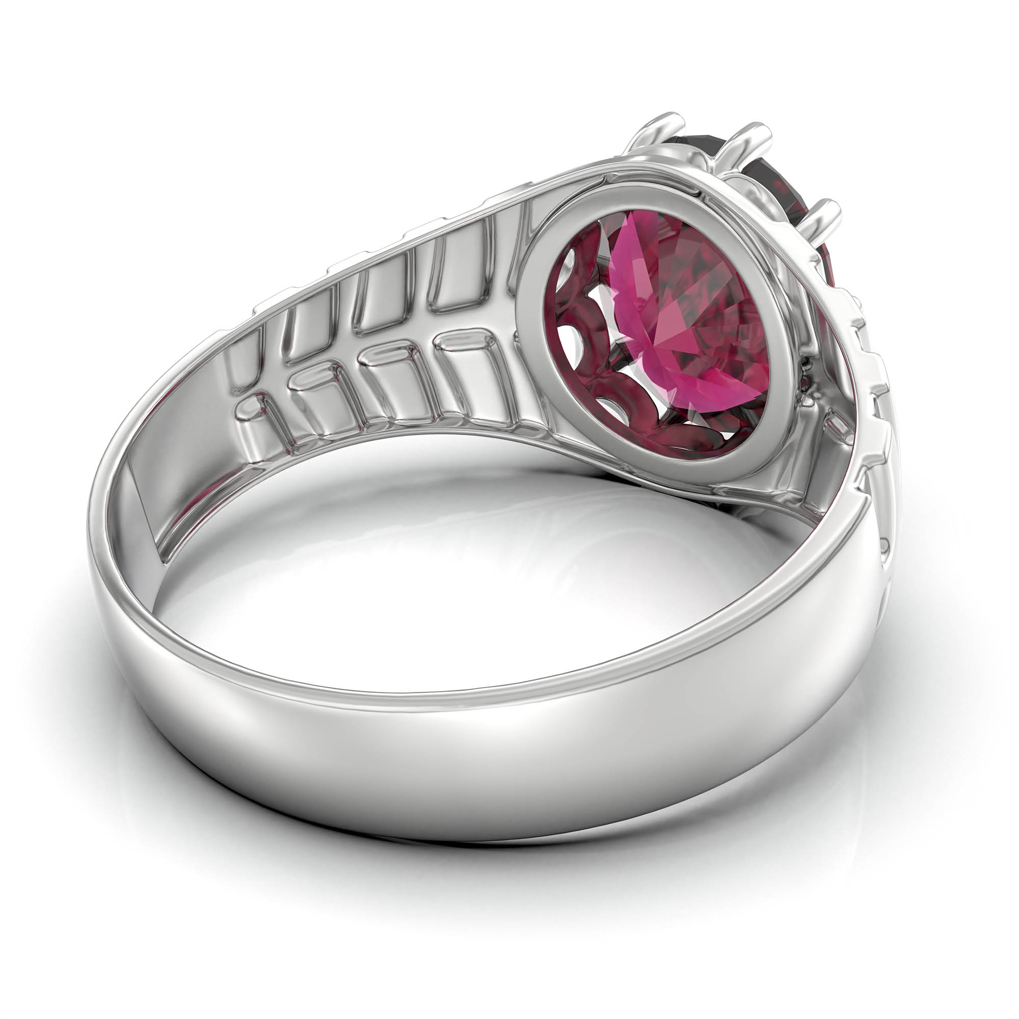 Ruby (Manik) Ring for Women in 925 Sterling Silver – Oval 11x9 mm, Prong Setting, 2.4 g (Design KF-11) thumbnail
