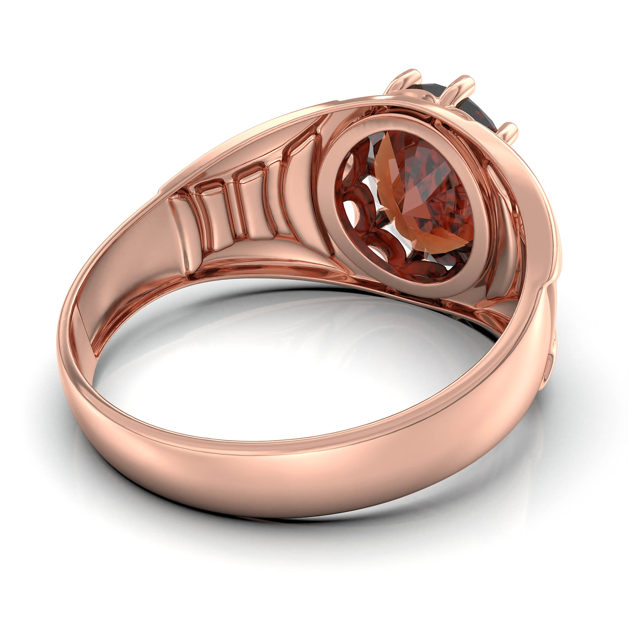 Hessonite (Gomed) Ring for Men in 18K Rose Gold – Oval 11x9 mm, Prong Setting, 4 g (Design KF-12) thumbnail