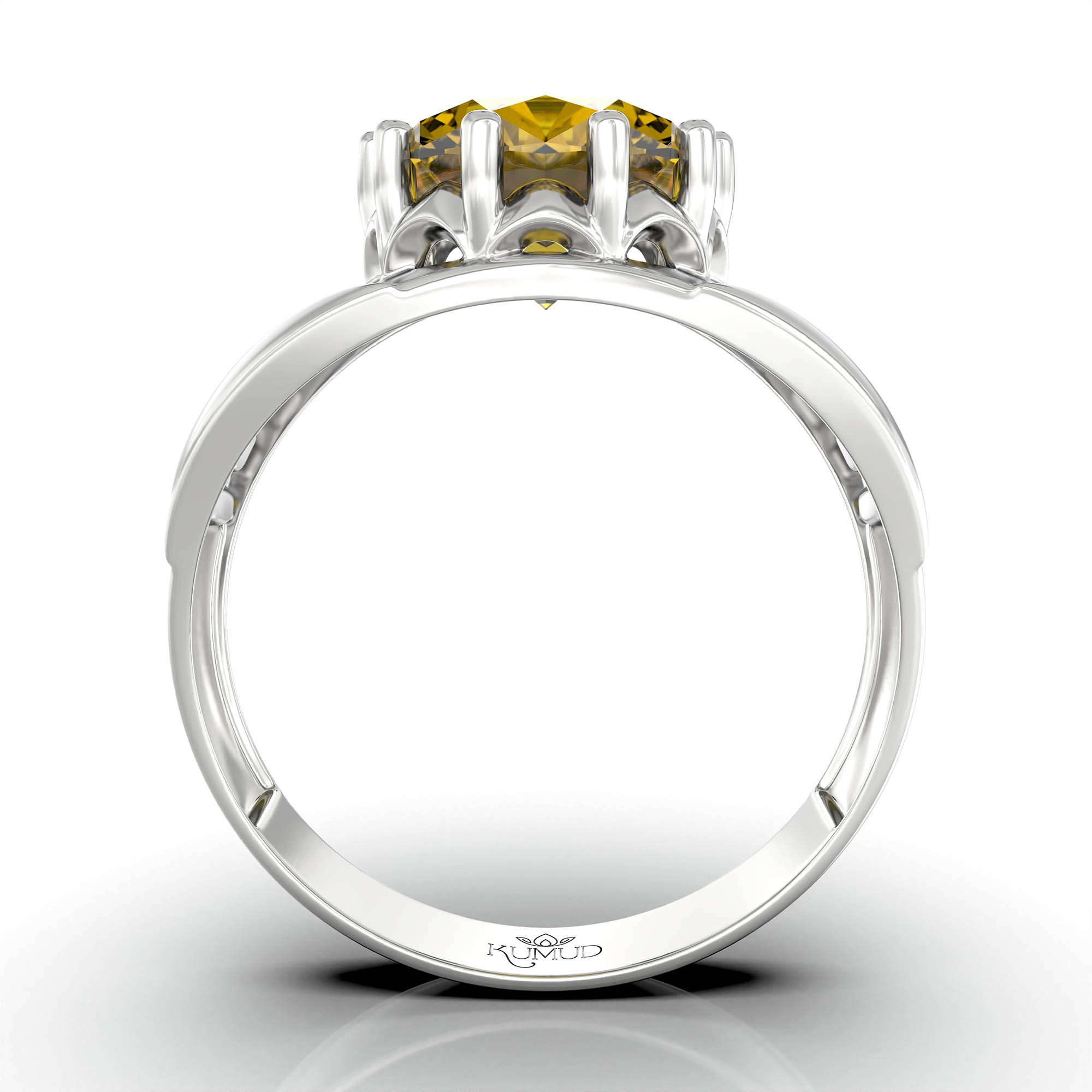Yellow Sapphire (Pukhraj) Ring for Women in 925 Sterling Silver – Oval 11x9 mm, Prong Setting, 2.4 g (Design KF-12) thumbnail