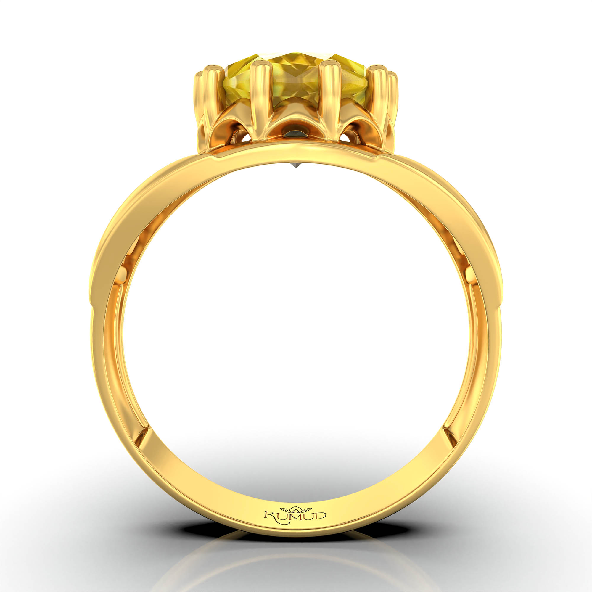 Yellow Sapphire (Pukhraj) Ring for Men in 22K Yellow Gold – Oval 11x9 mm, Prong Setting, 4 g (Design KF-12) thumbnail