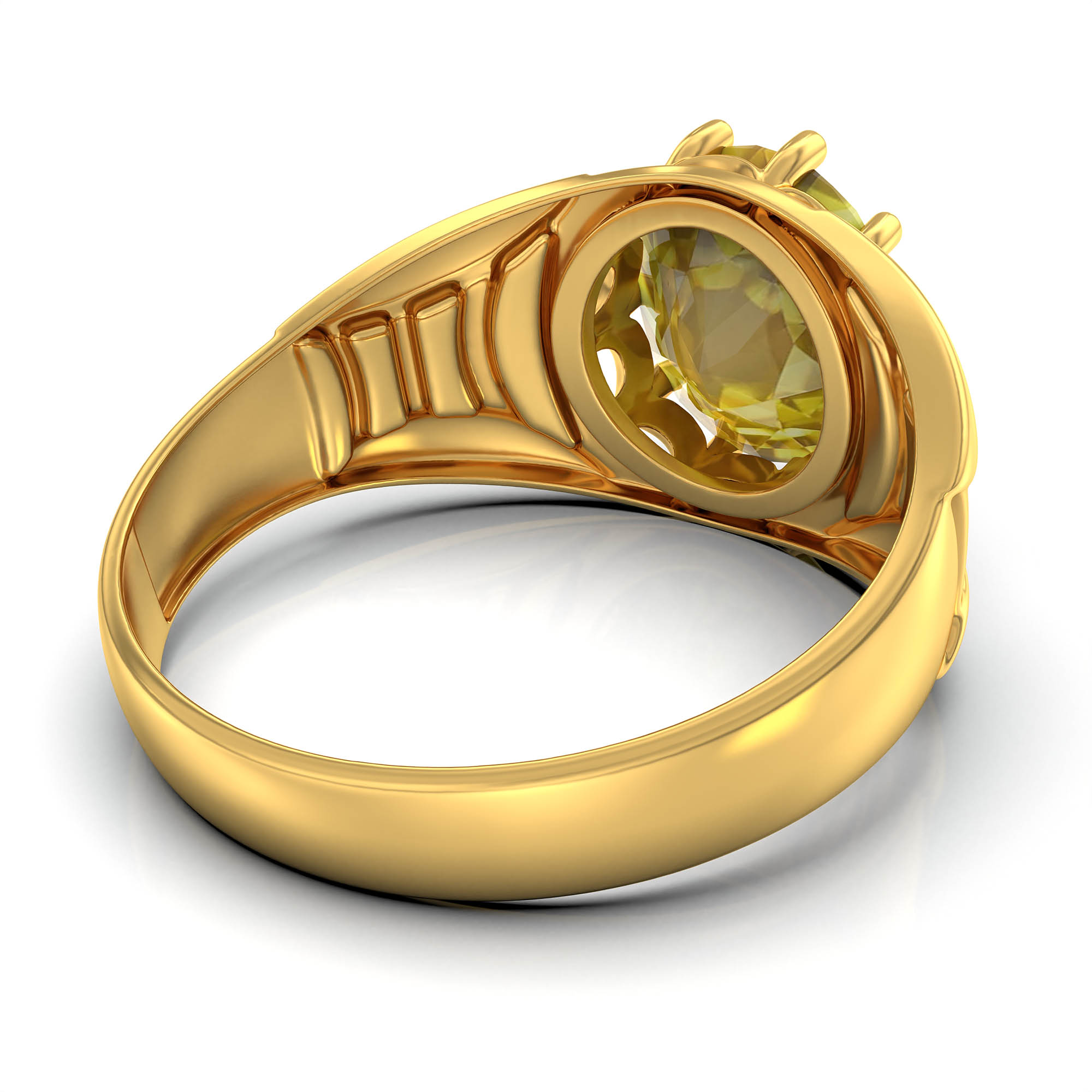 Yellow Sapphire (Pukhraj) Ring for Men in 22K Yellow Gold – Oval 11x9 mm, Prong Setting, 4 g (Design KF-12) thumbnail