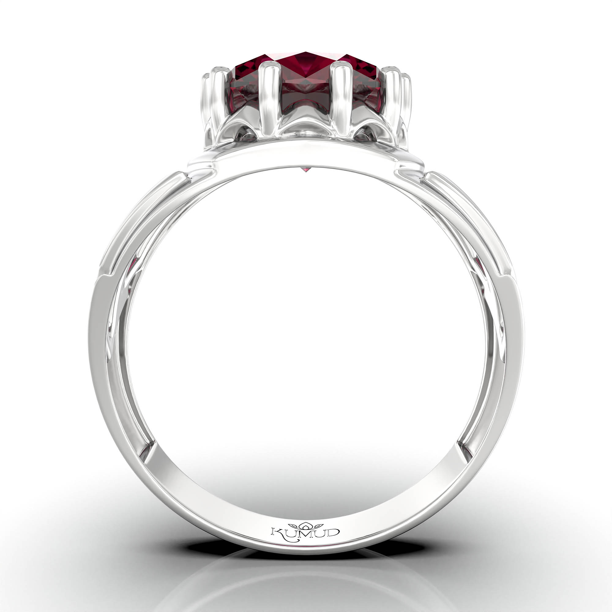 Ruby (Manik) Ring for Women in 925 Sterling Silver – Oval 11x9 mm, Prong Setting, 2.4 g (Design KF-13) thumbnail