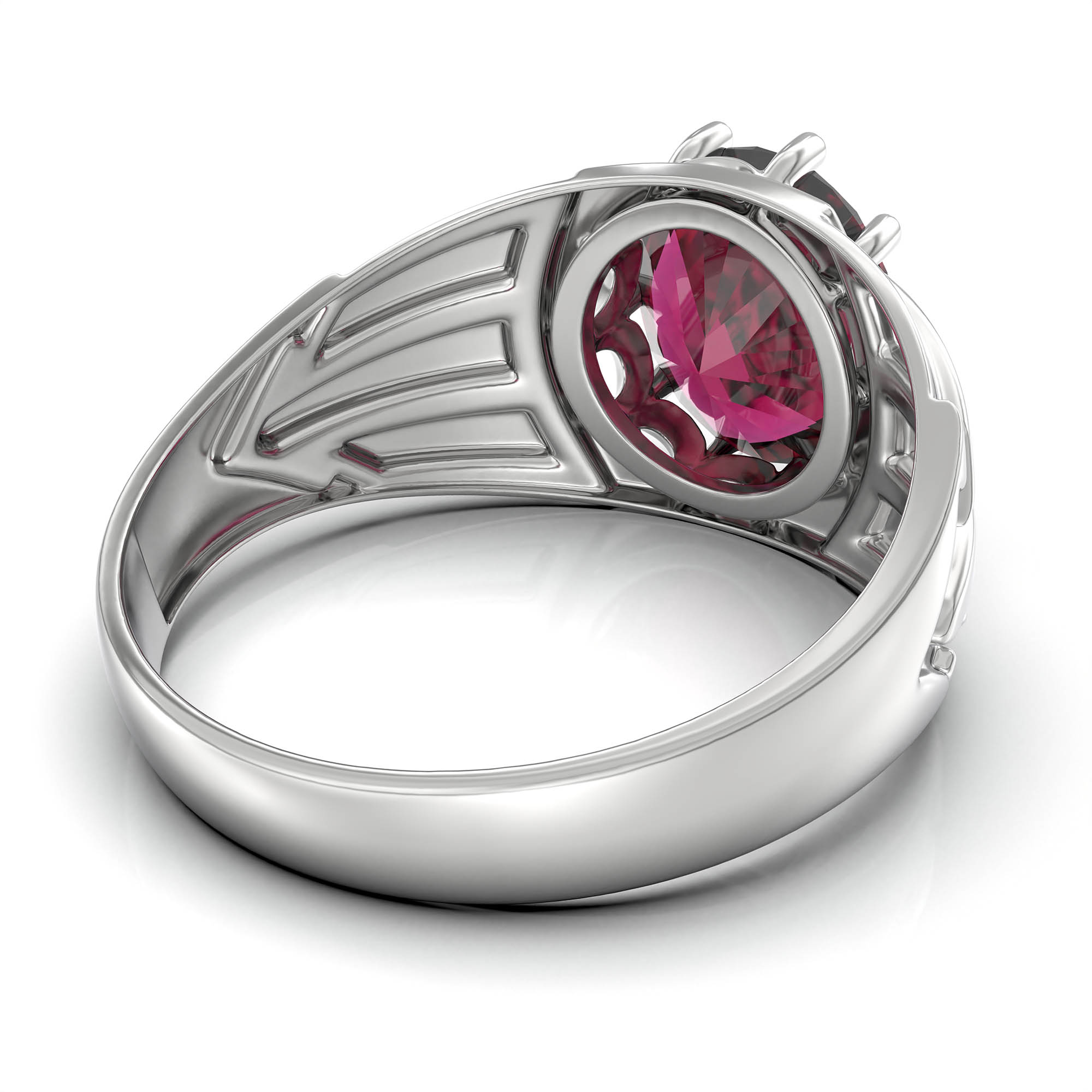 Ruby (Manik) Ring for Women in 925 Sterling Silver – Oval 11x9 mm, Prong Setting, 2.4 g (Design KF-13) thumbnail