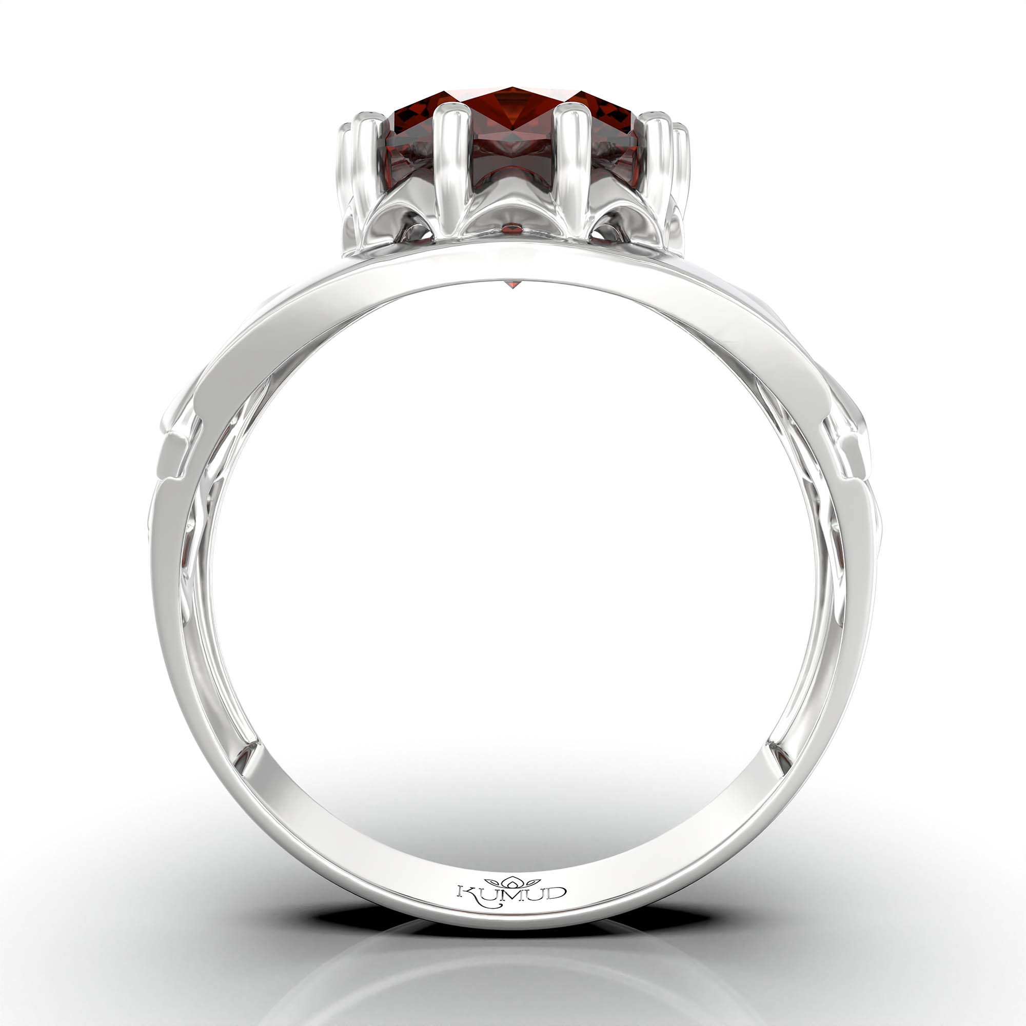 Hessonite (Gomed) Ring for Women in 925 Sterling Silver – Oval 11x9 mm, Prong Setting, 2.4 g (Design KF-14) thumbnail