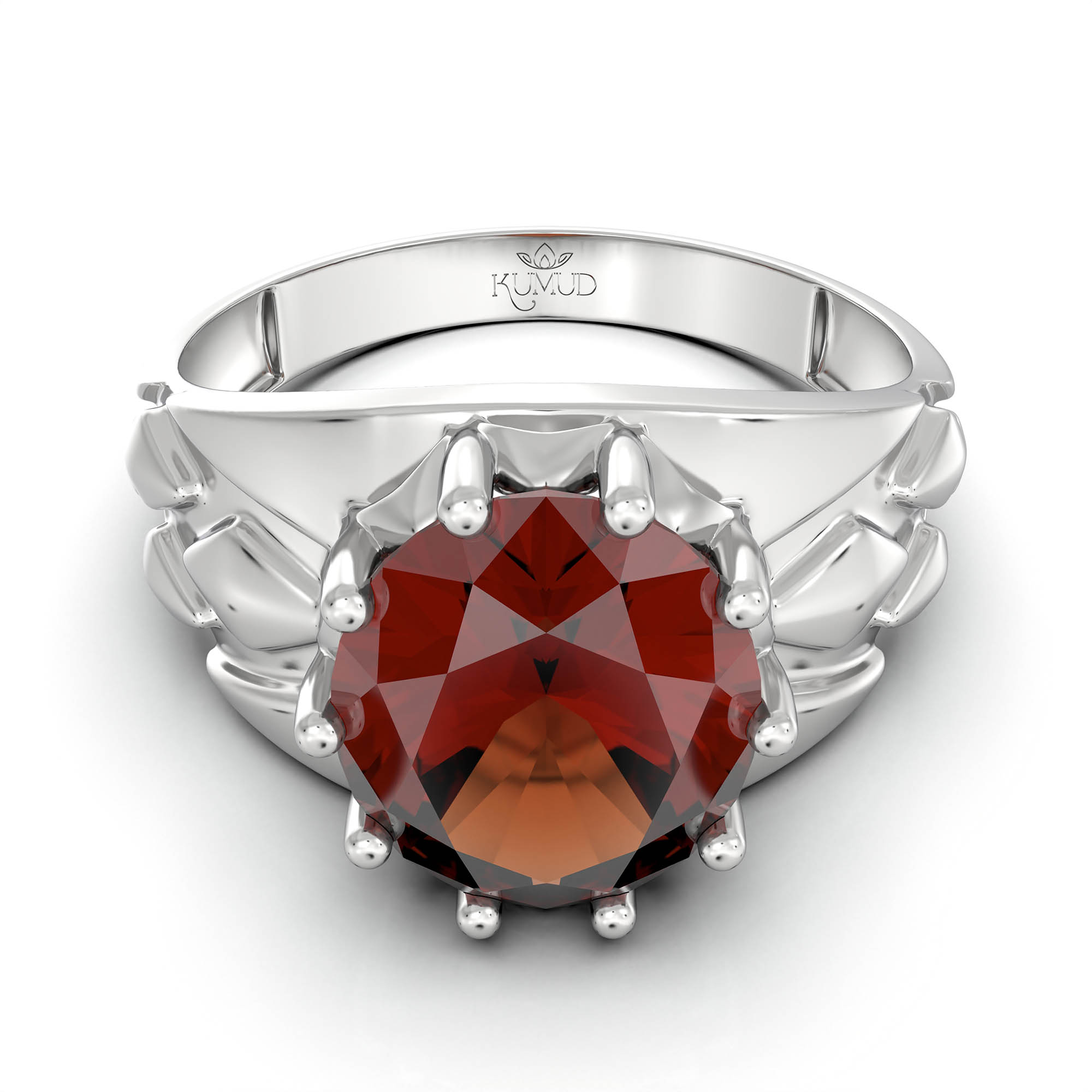 Hessonite (Gomed) Ring for Women in 925 Sterling Silver – Oval 11x9 mm, Prong Setting, 2.4 g (Design KF-14) thumbnail