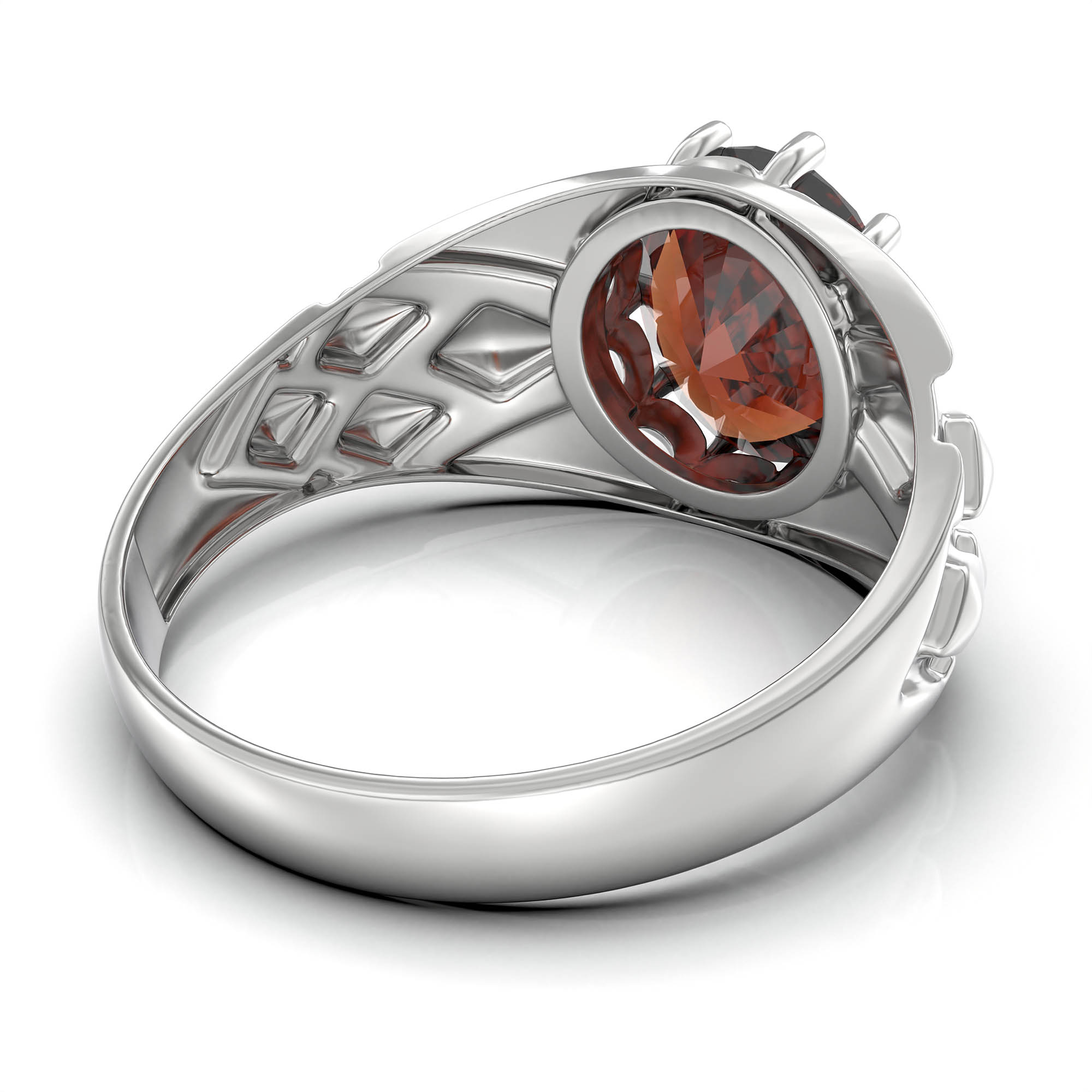 Hessonite (Gomed) Ring for Women in 925 Sterling Silver – Oval 11x9 mm, Prong Setting, 2.4 g (Design KF-14) thumbnail