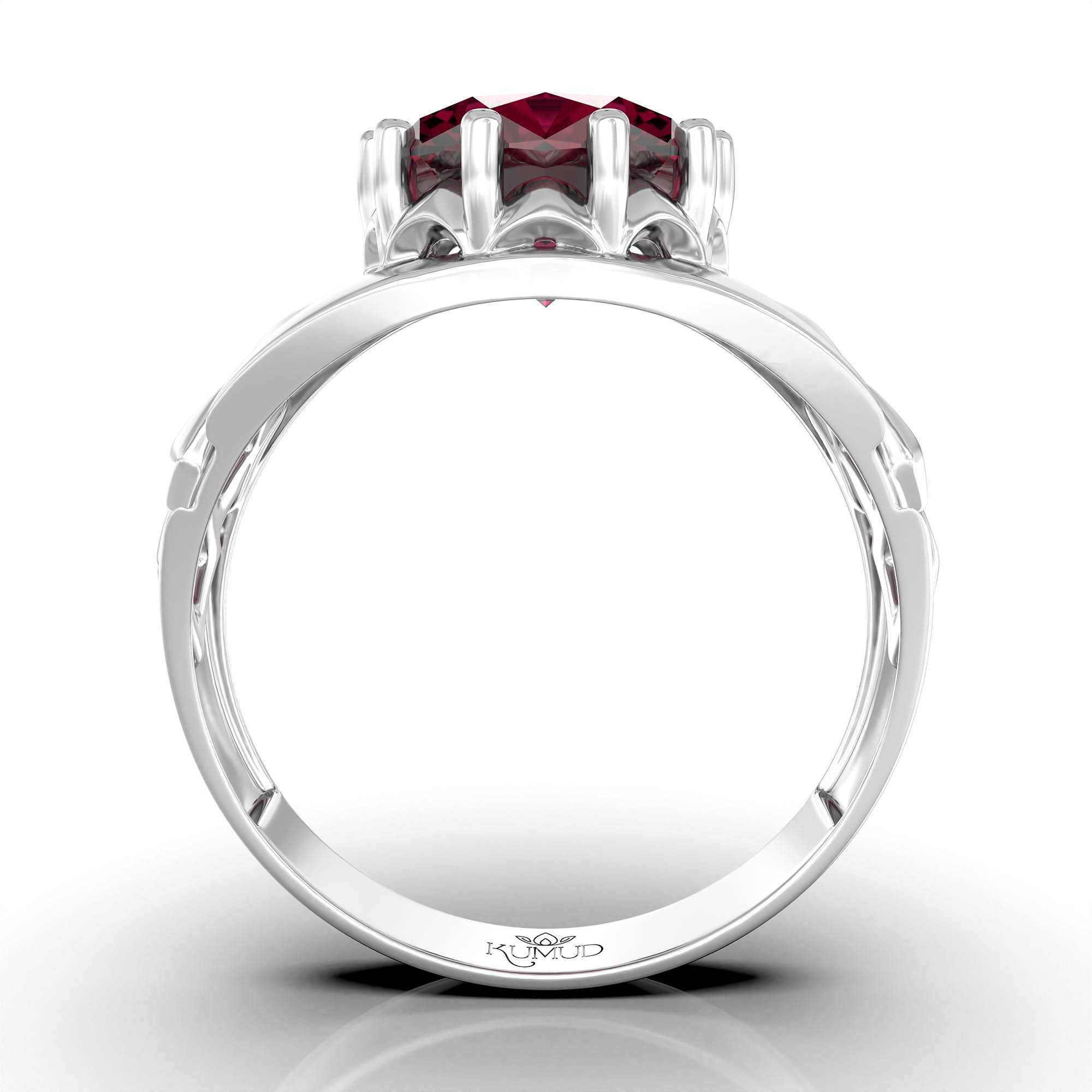 Ruby (Manik) Ring for Women in 925 Sterling Silver – Oval 11x9 mm, Prong Setting, 2.4 g (Design KF-14) thumbnail