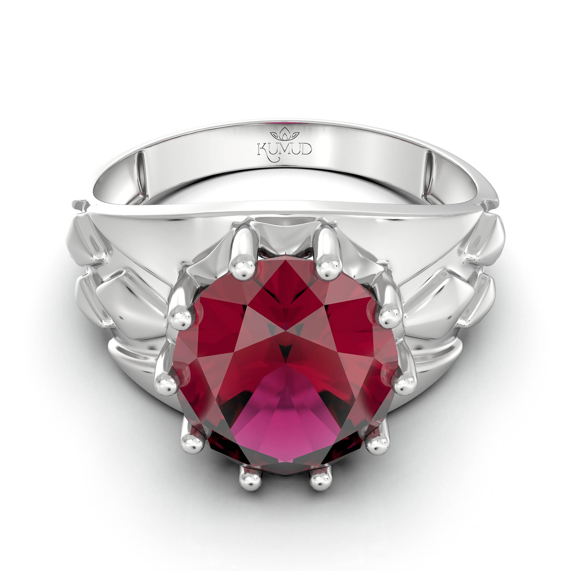 Ruby (Manik) Ring for Women in 925 Sterling Silver – Oval 11x9 mm, Prong Setting, 2.4 g (Design KF-14) thumbnail