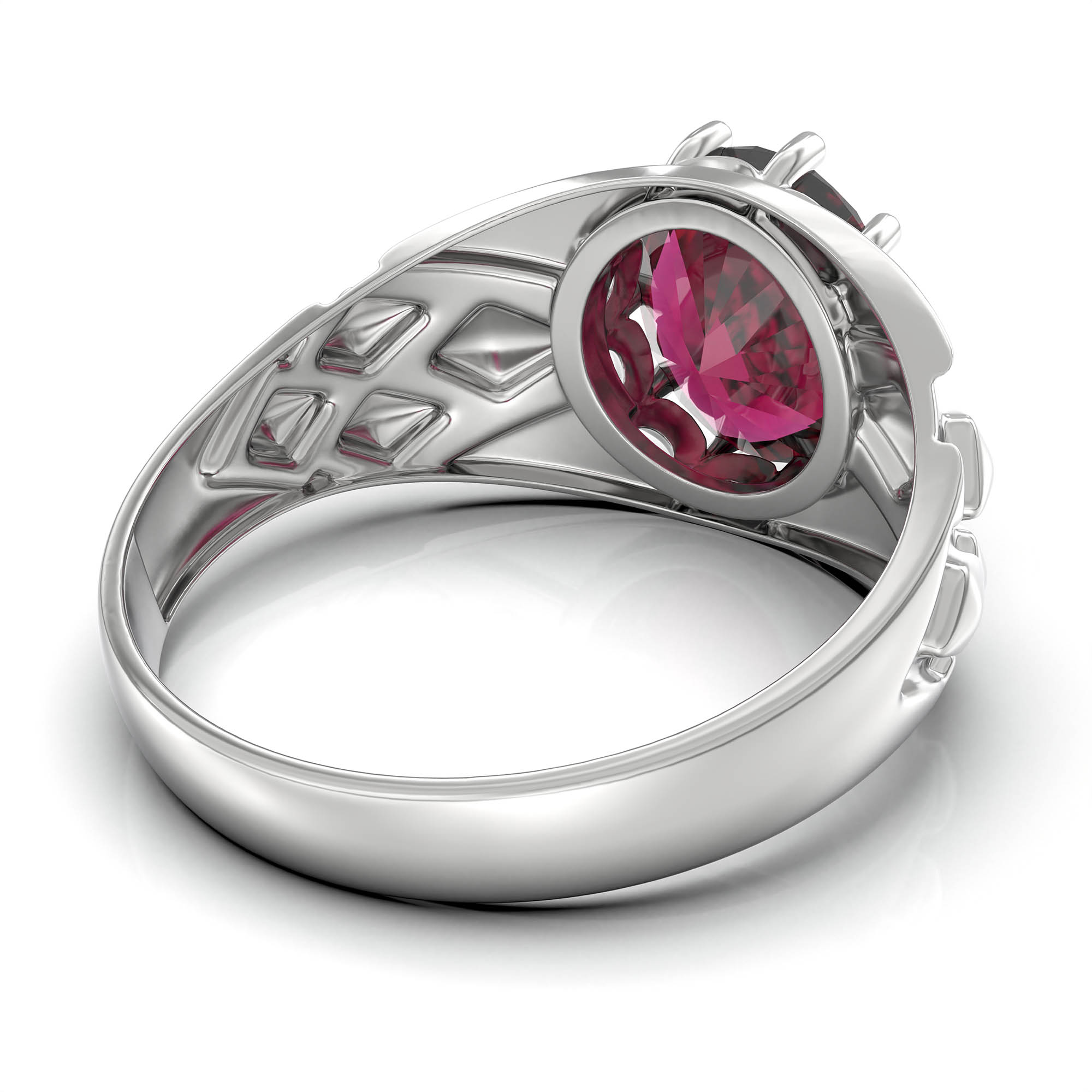 Ruby (Manik) Ring for Women in 925 Sterling Silver – Oval 11x9 mm, Prong Setting, 2.4 g (Design KF-14) thumbnail
