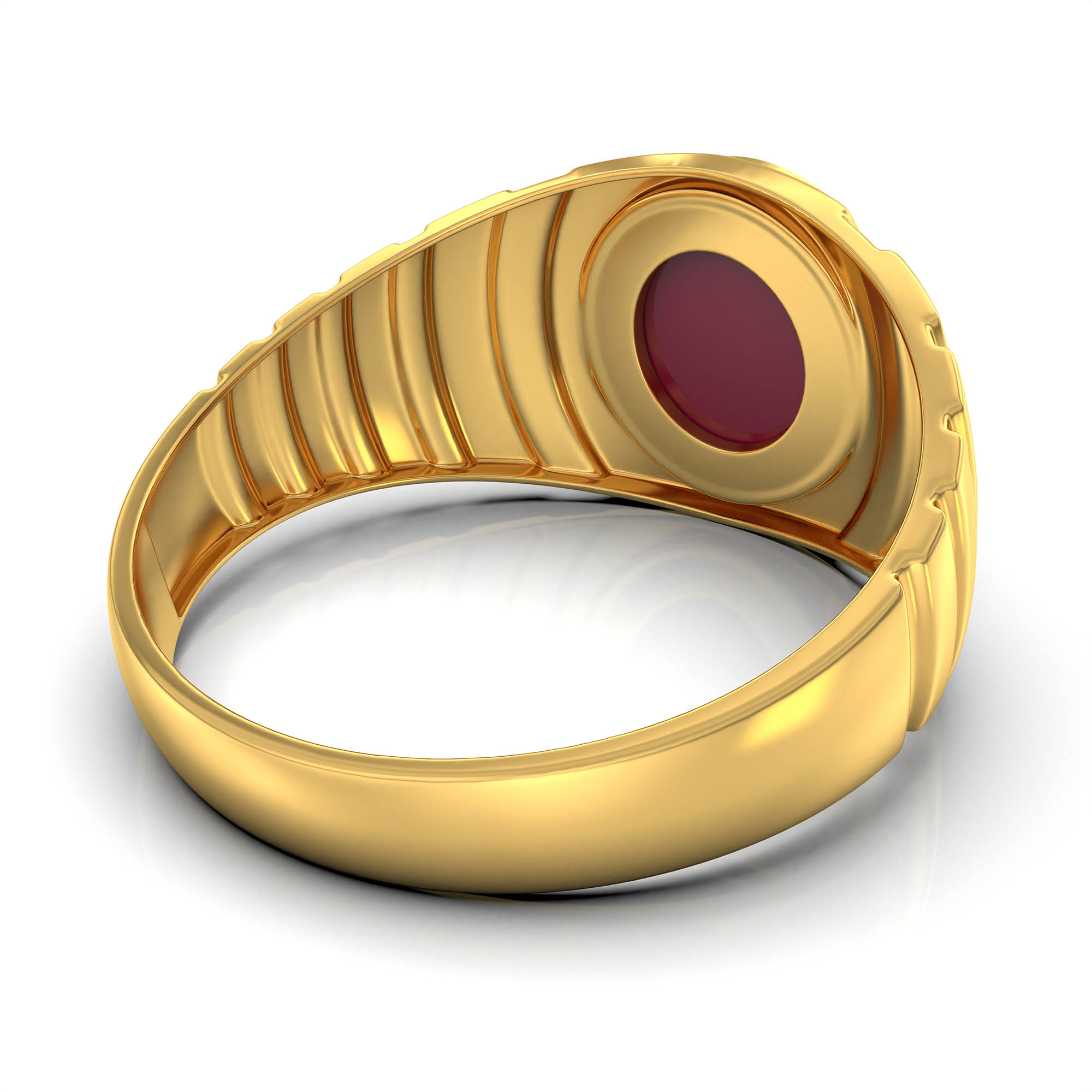 Ruby (Manik) Ring for Men in 22K Yellow Gold – Oval Cabochon 9x8 mm, Bezel Setting, 4 g (Design KF-15) thumbnail