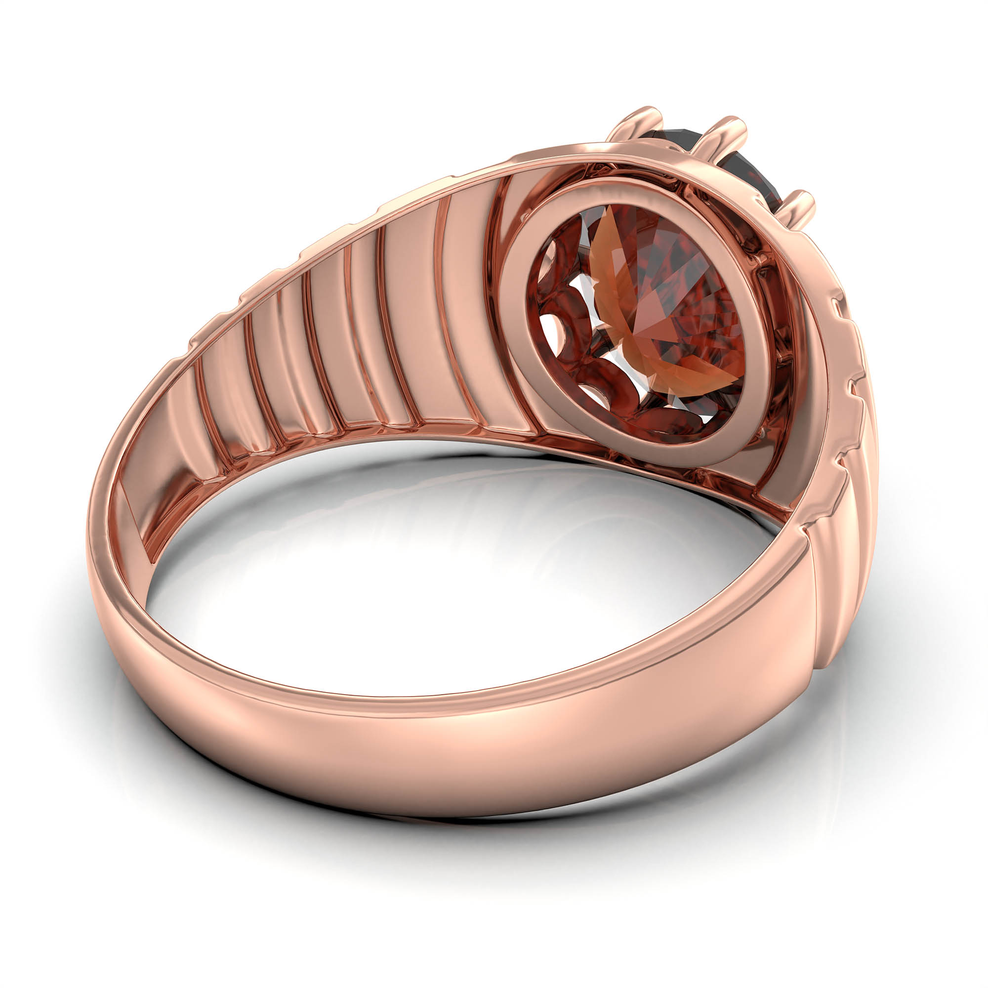 Hessonite (Gomed) Ring for Men in 18K Rose Gold – Oval 11x9 mm, Prong Setting, 4 g (Design KF-15) thumbnail