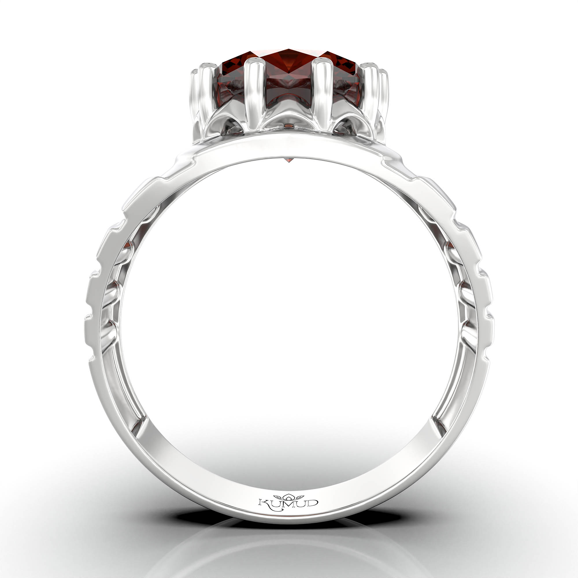 Hessonite (Gomed) Ring for Women in 925 Sterling Silver – Oval 11x9 mm, Prong Setting, 2.4 g (Design KF-15) thumbnail