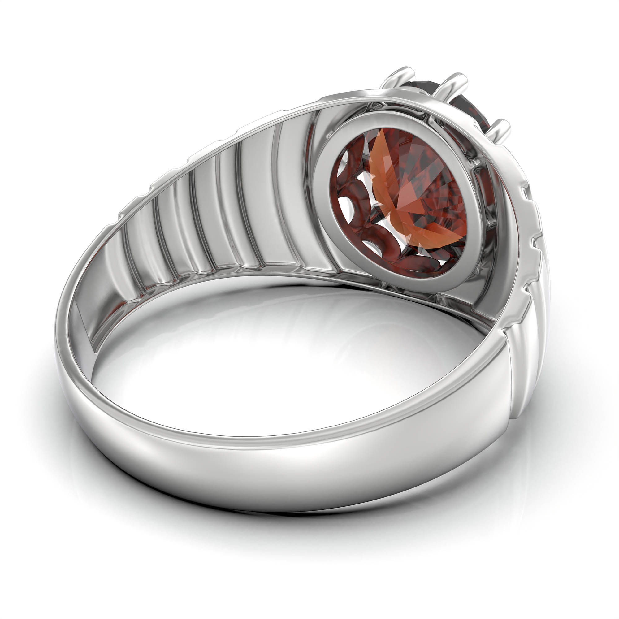 Hessonite (Gomed) Ring for Women in 925 Sterling Silver – Oval 11x9 mm, Prong Setting, 2.4 g (Design KF-15) thumbnail