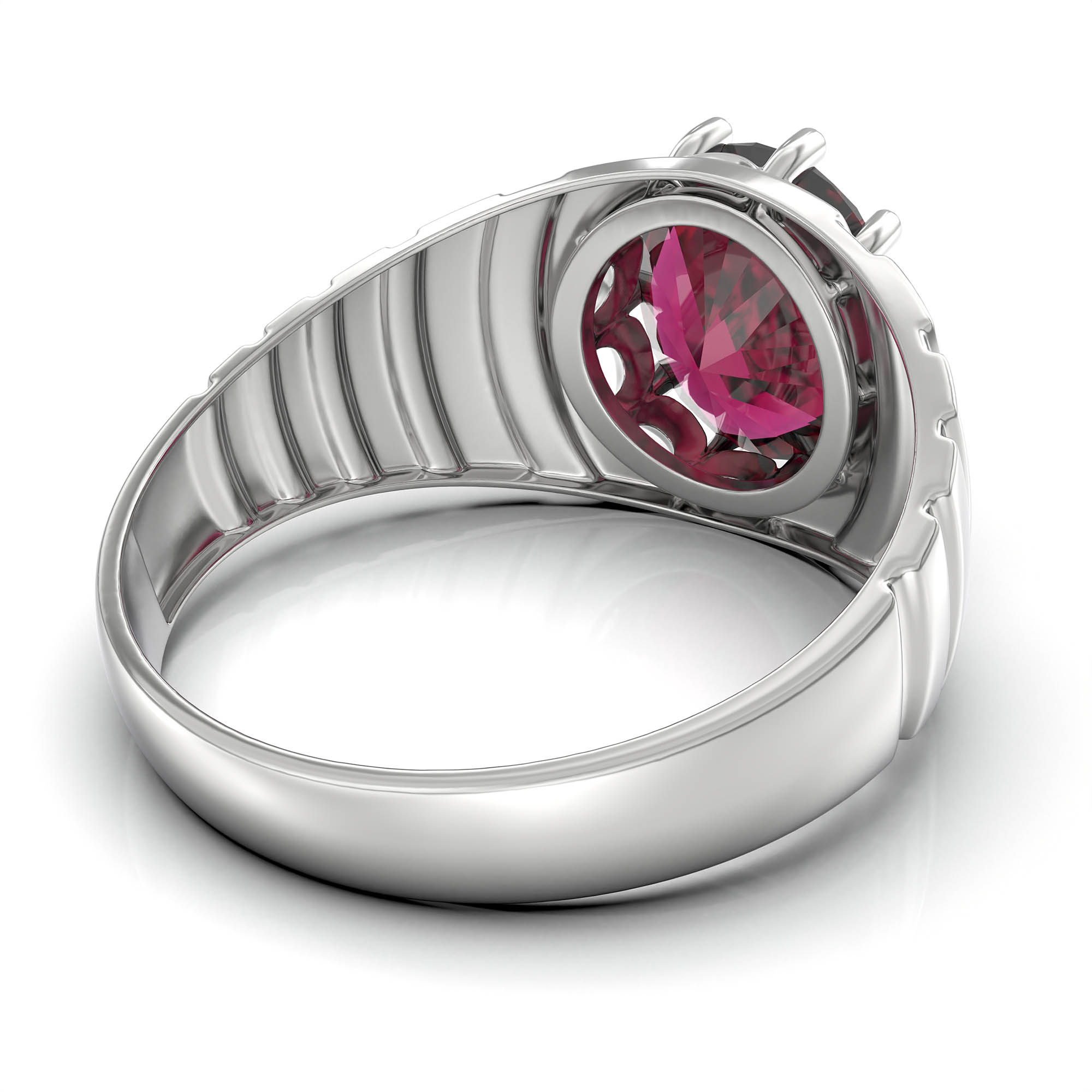 Ruby (Manik) Ring for Women in 925 Sterling Silver – Oval 11x9 mm, Prong Setting, 2.4 g (Design KF-15) thumbnail