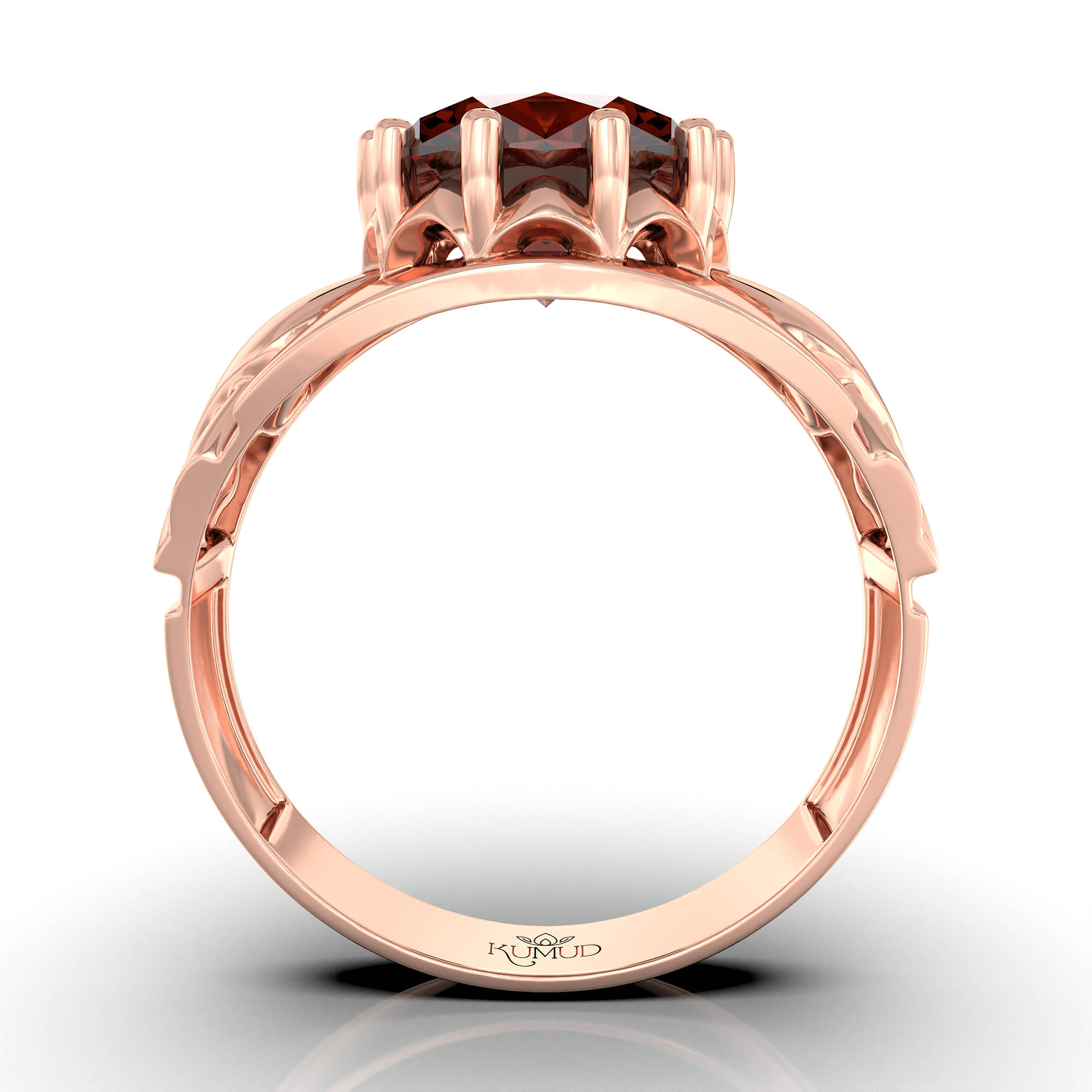Hessonite (Gomed) Ring for Men in 18K Rose Gold – Oval 11x9 mm, Prong Setting, 4 g (Design KF-17) thumbnail