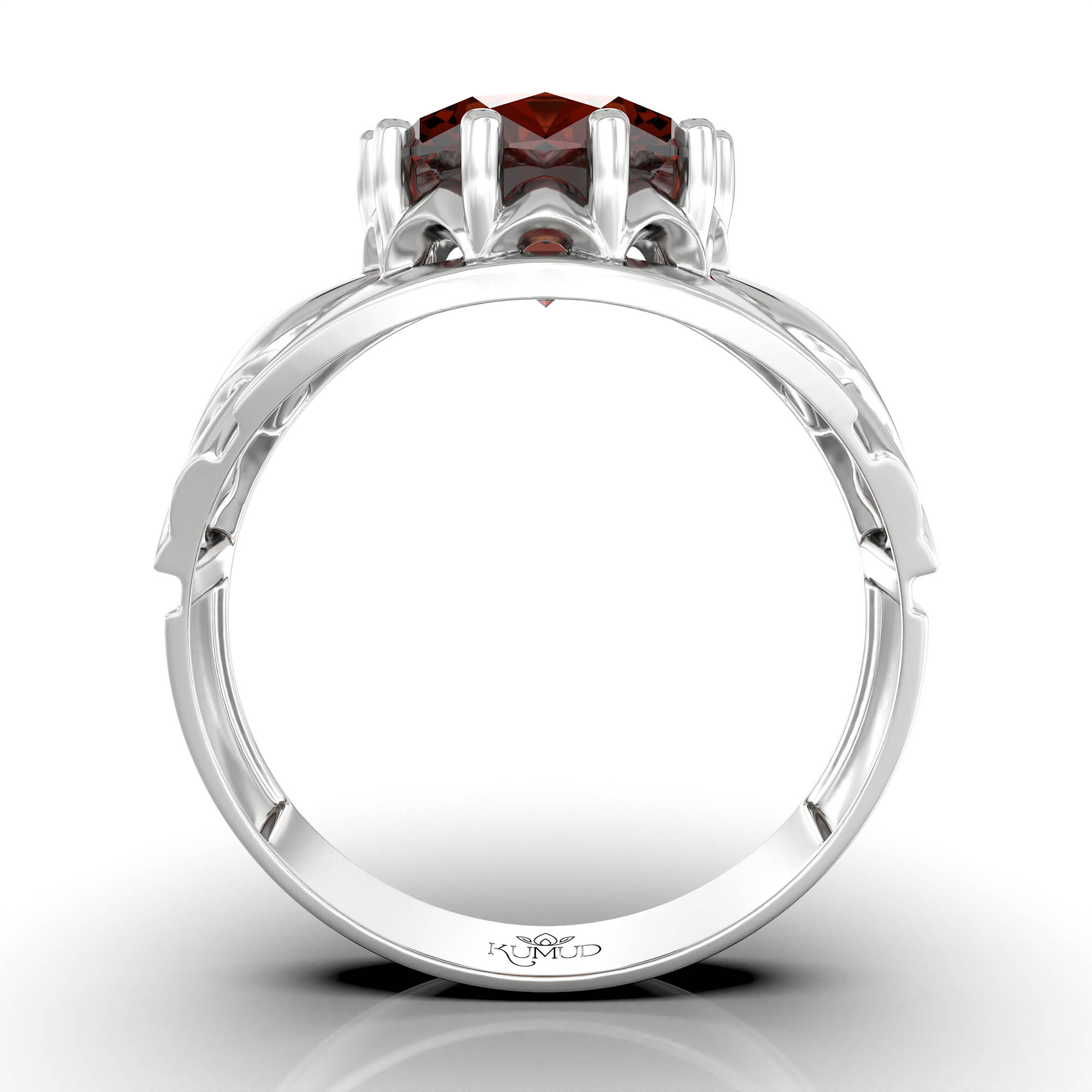 Hessonite (Gomed) Ring for Women in 925 Sterling Silver – Oval 11x9 mm, Prong Setting, 2.4 g (Design KF-17) thumbnail