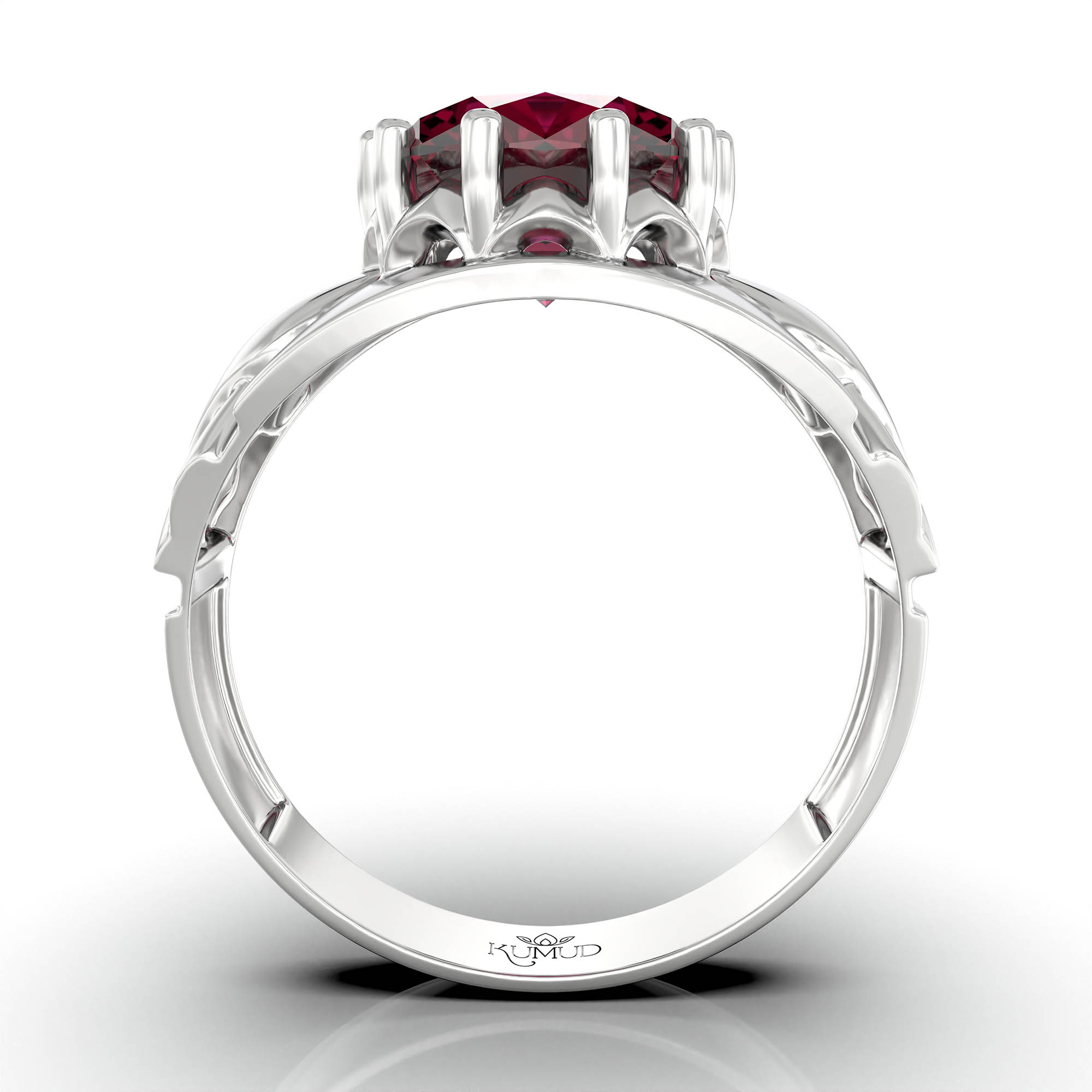 Ruby (Manik) Ring for Women in 925 Sterling Silver – Oval 11x9 mm, Prong Setting, 2.4 g (Design KF-17) thumbnail