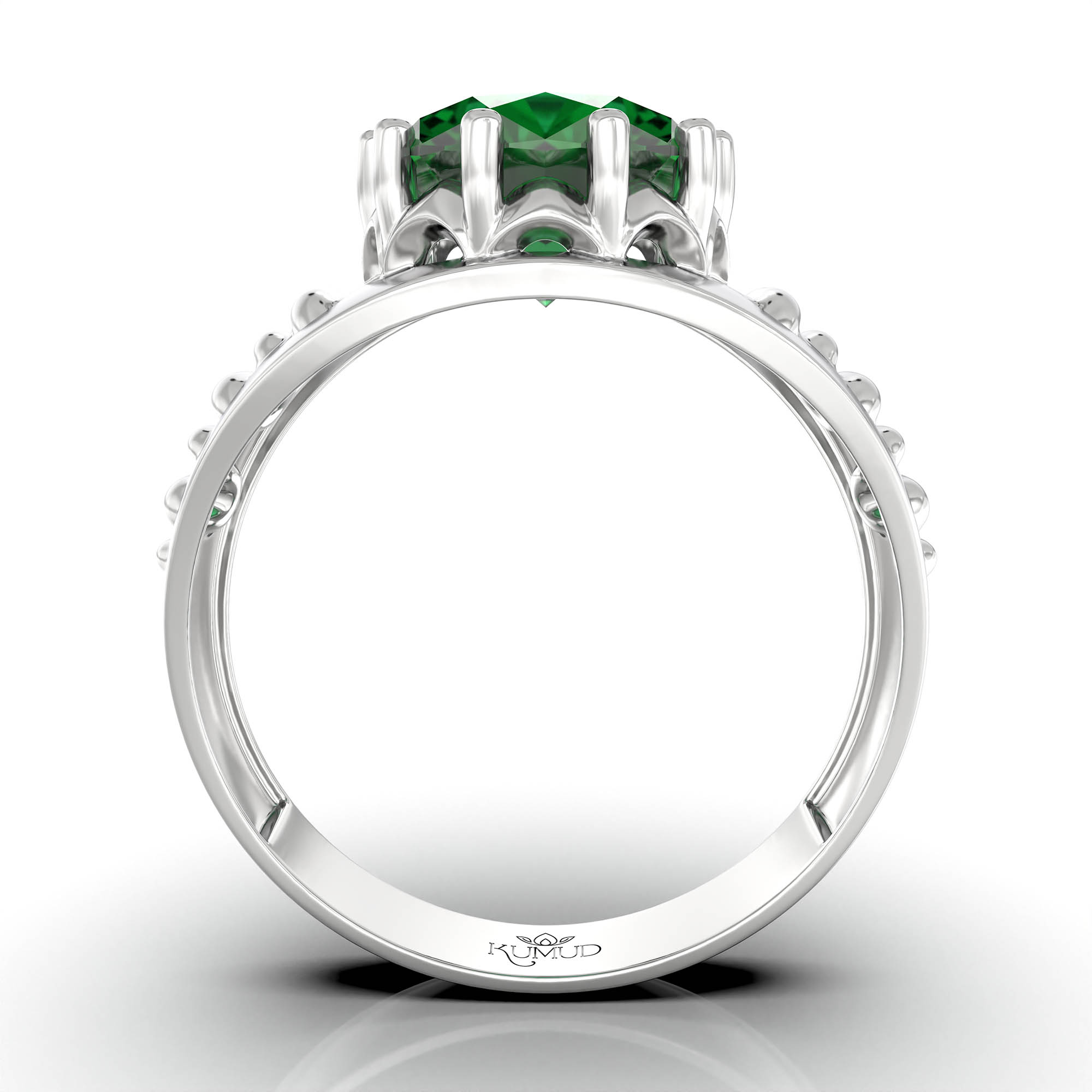 Emerald (Panna) Ring for Women in 925 Sterling Silver – Oval 11x9 mm, Prong Setting, 2.4 g (Design KF-18) thumbnail