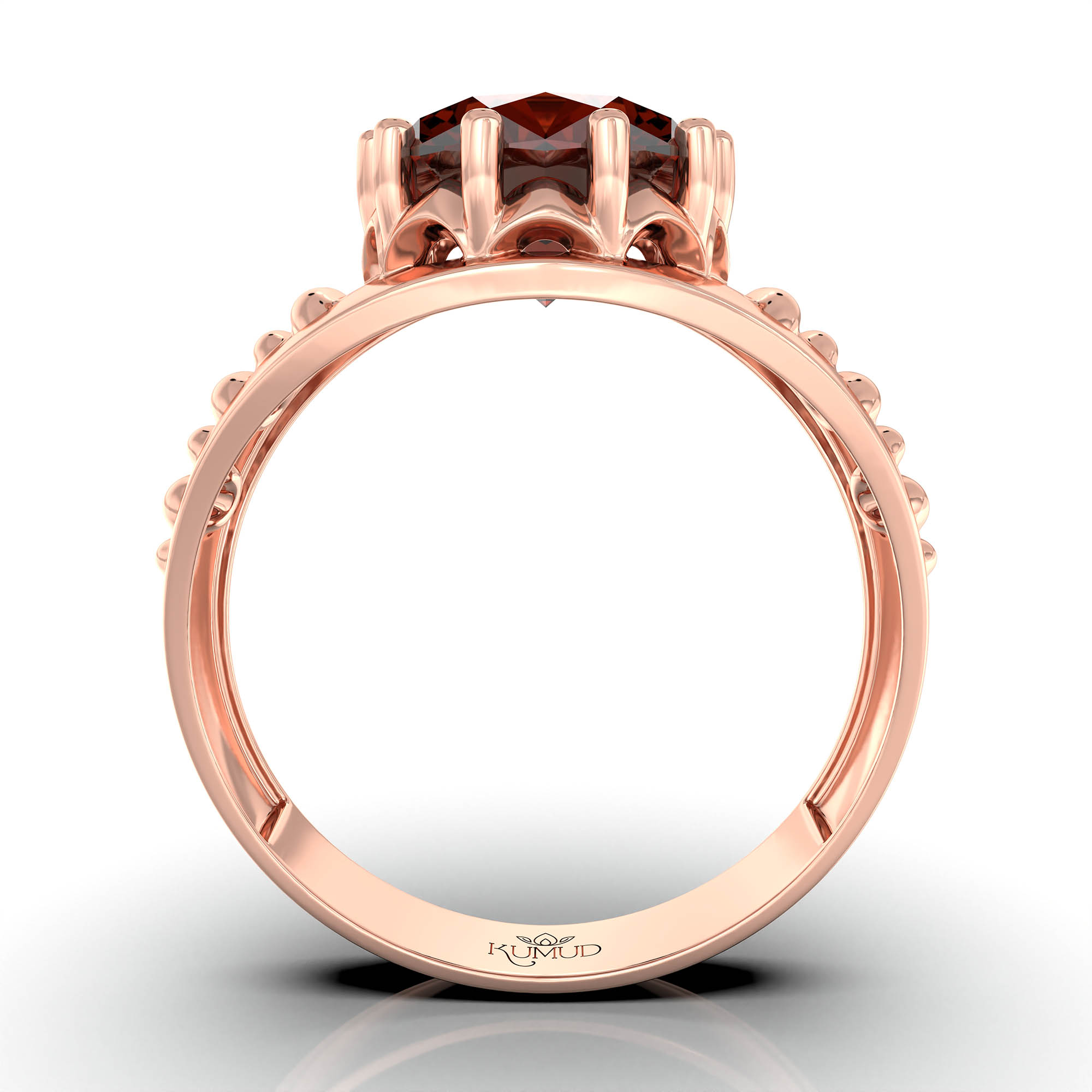 Hessonite (Gomed) Ring for Men in 18K Rose Gold – Oval 11x9 mm, Prong Setting, 4 g (Design KF-18) thumbnail