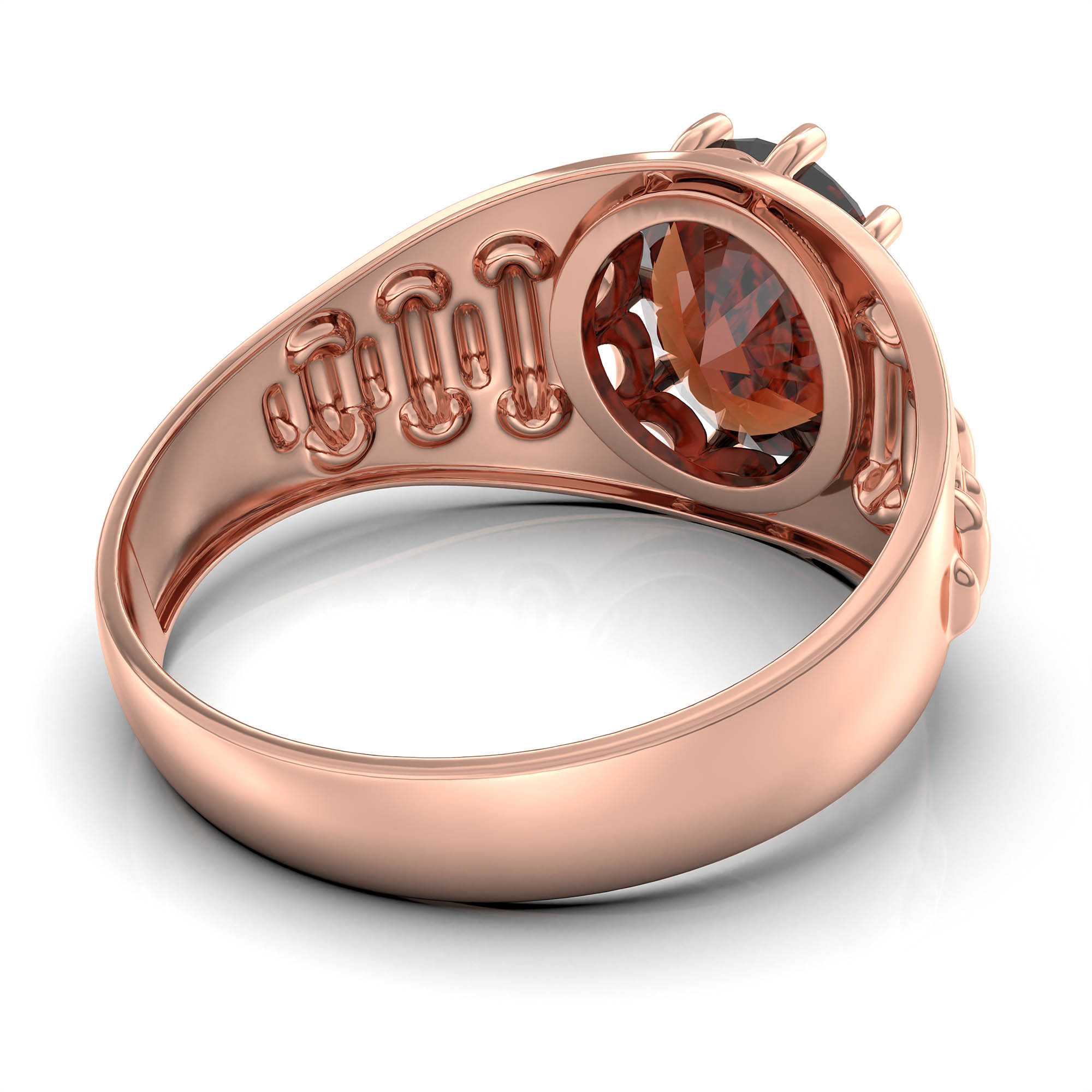 Hessonite (Gomed) Ring for Men in 18K Rose Gold – Oval 11x9 mm, Prong Setting, 4 g (Design KF-18) thumbnail