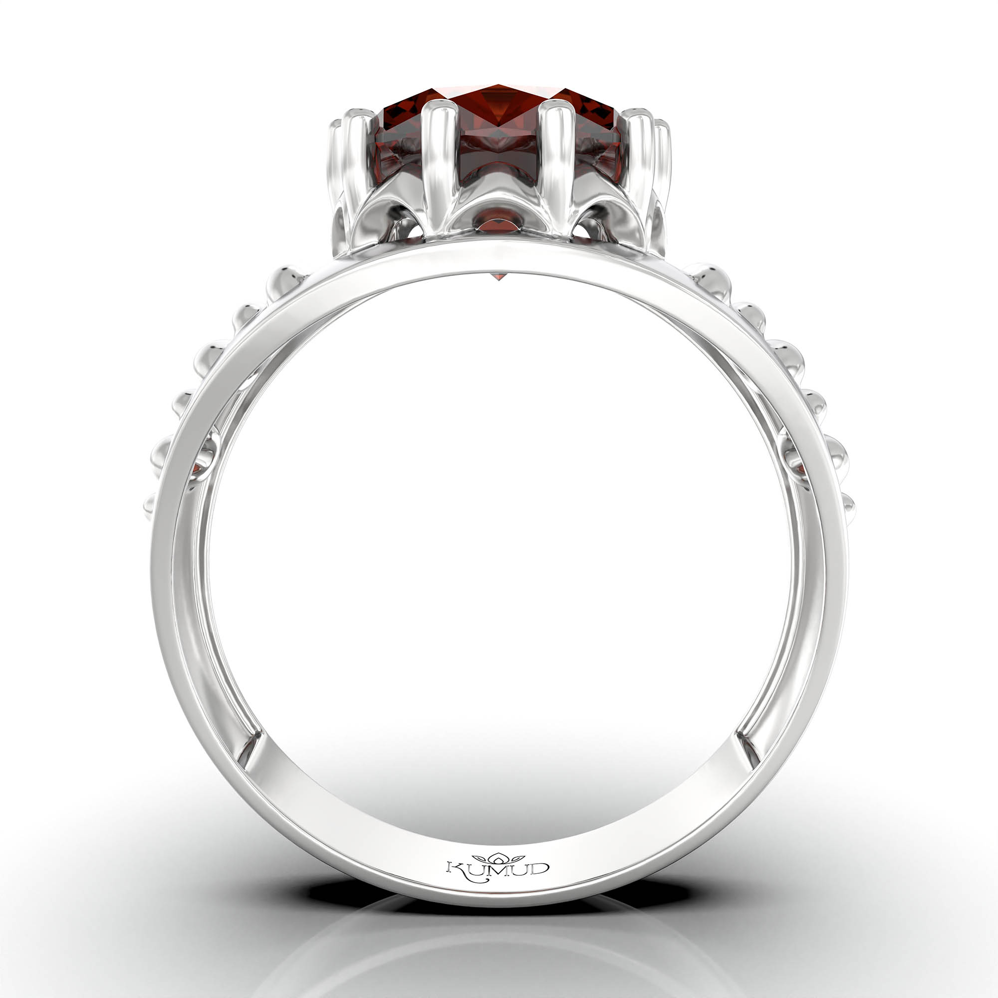 Hessonite (Gomed) Ring for Women in 925 Sterling Silver – Oval 11x9 mm, Prong Setting, 2.4 g (Design KF-18) thumbnail