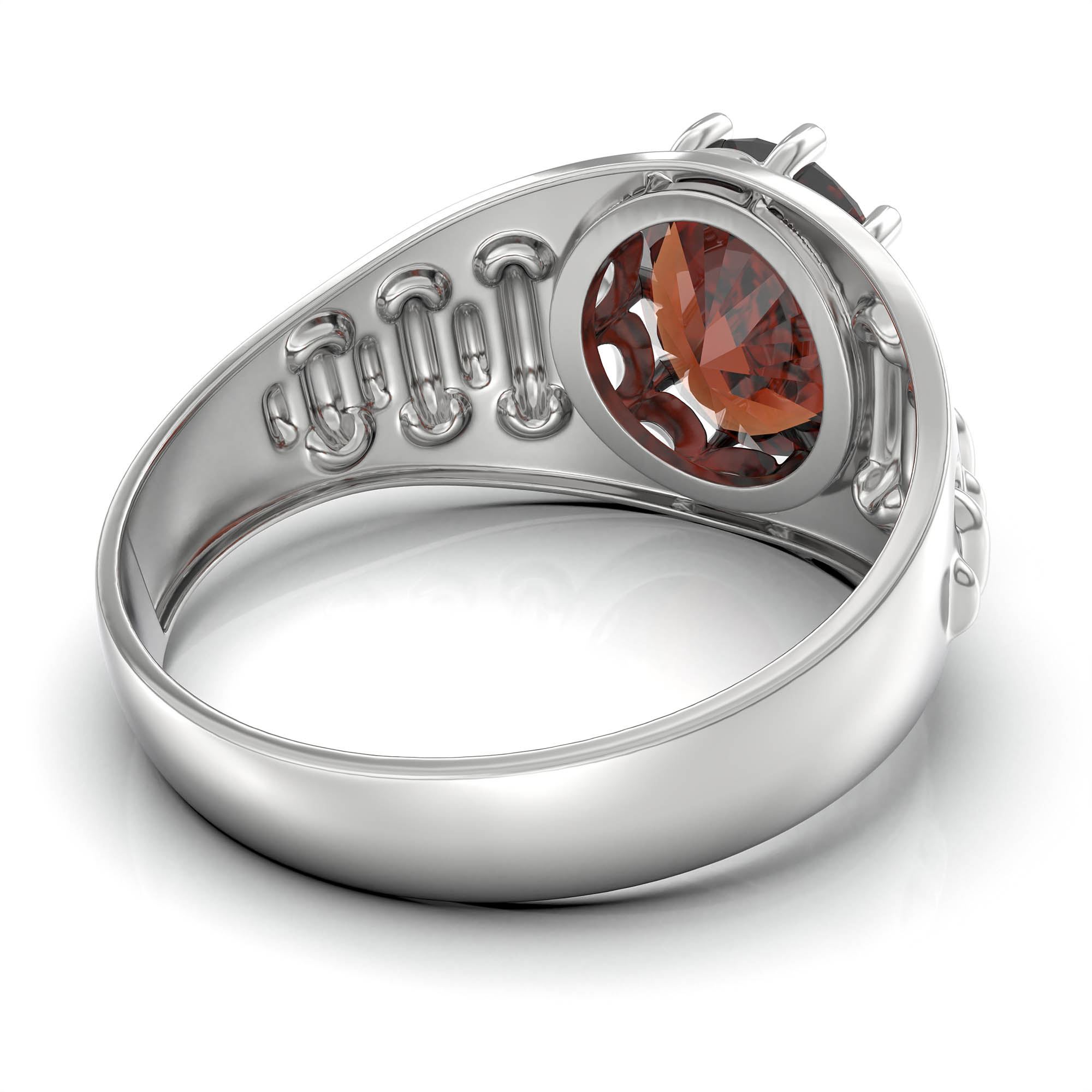 Hessonite (Gomed) Ring for Women in 925 Sterling Silver – Oval 11x9 mm, Prong Setting, 2.4 g (Design KF-18) thumbnail