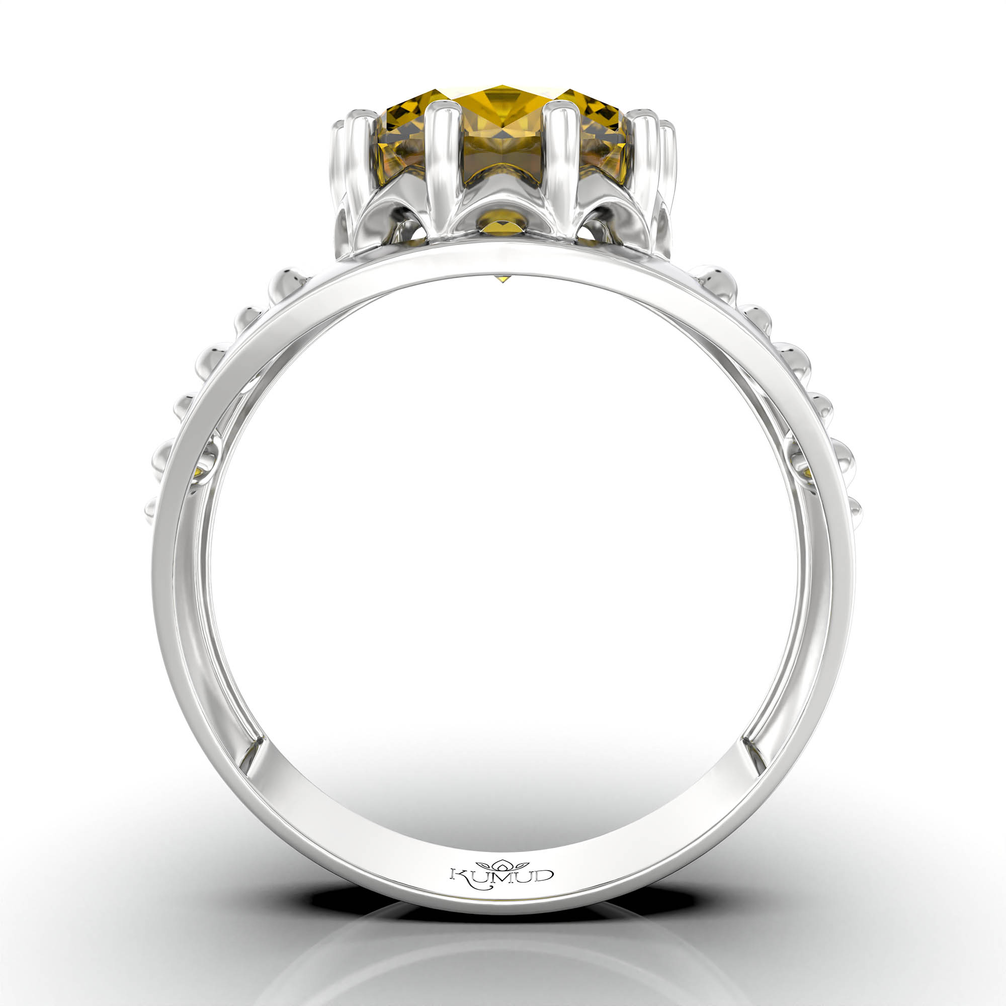 Yellow Sapphire (Pukhraj) Ring for Women in 925 Sterling Silver – Oval 11x9 mm, Prong Setting, 2.4 g (Design KF-18) thumbnail