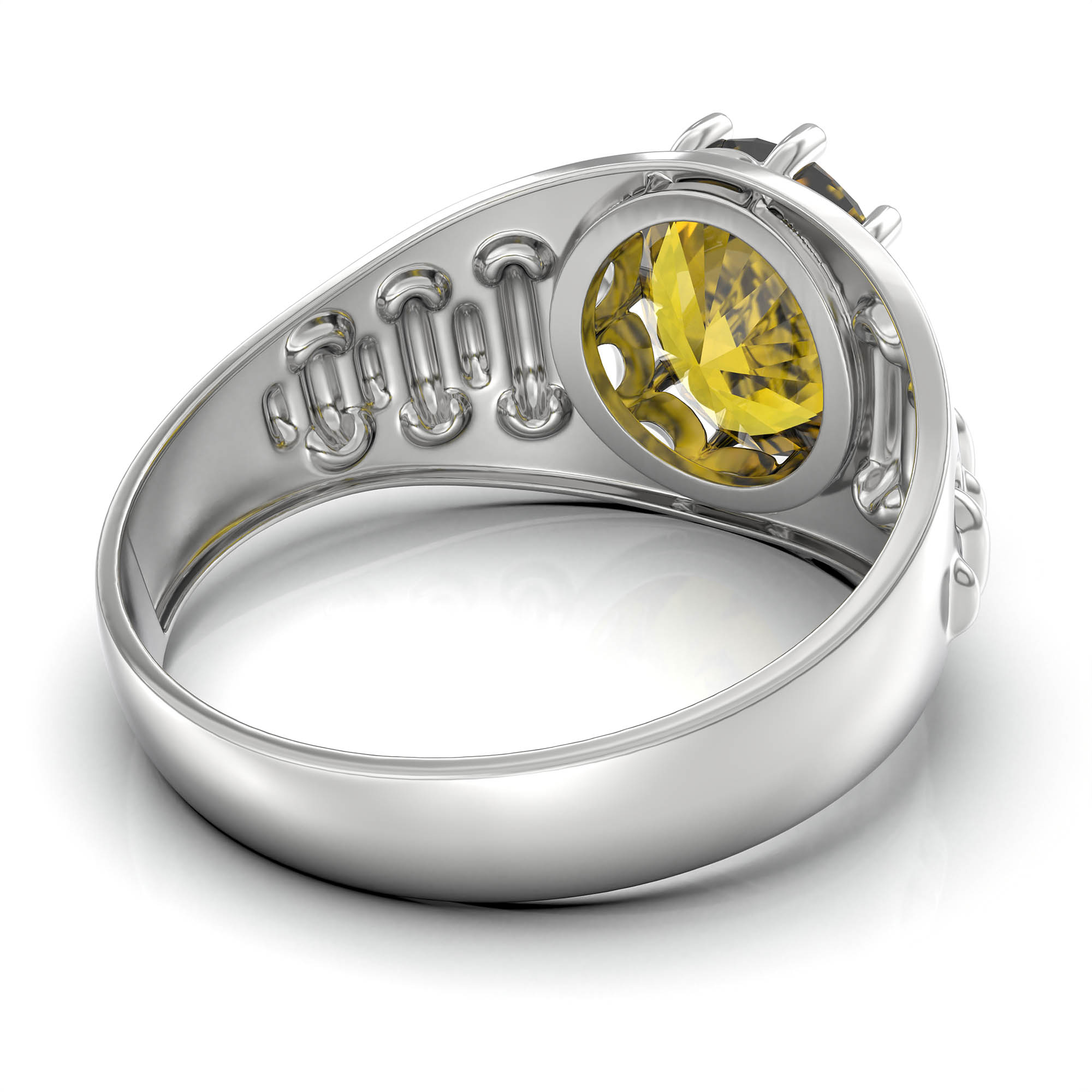 Yellow Sapphire (Pukhraj) Ring for Women in 925 Sterling Silver – Oval 11x9 mm, Prong Setting, 2.4 g (Design KF-18) thumbnail