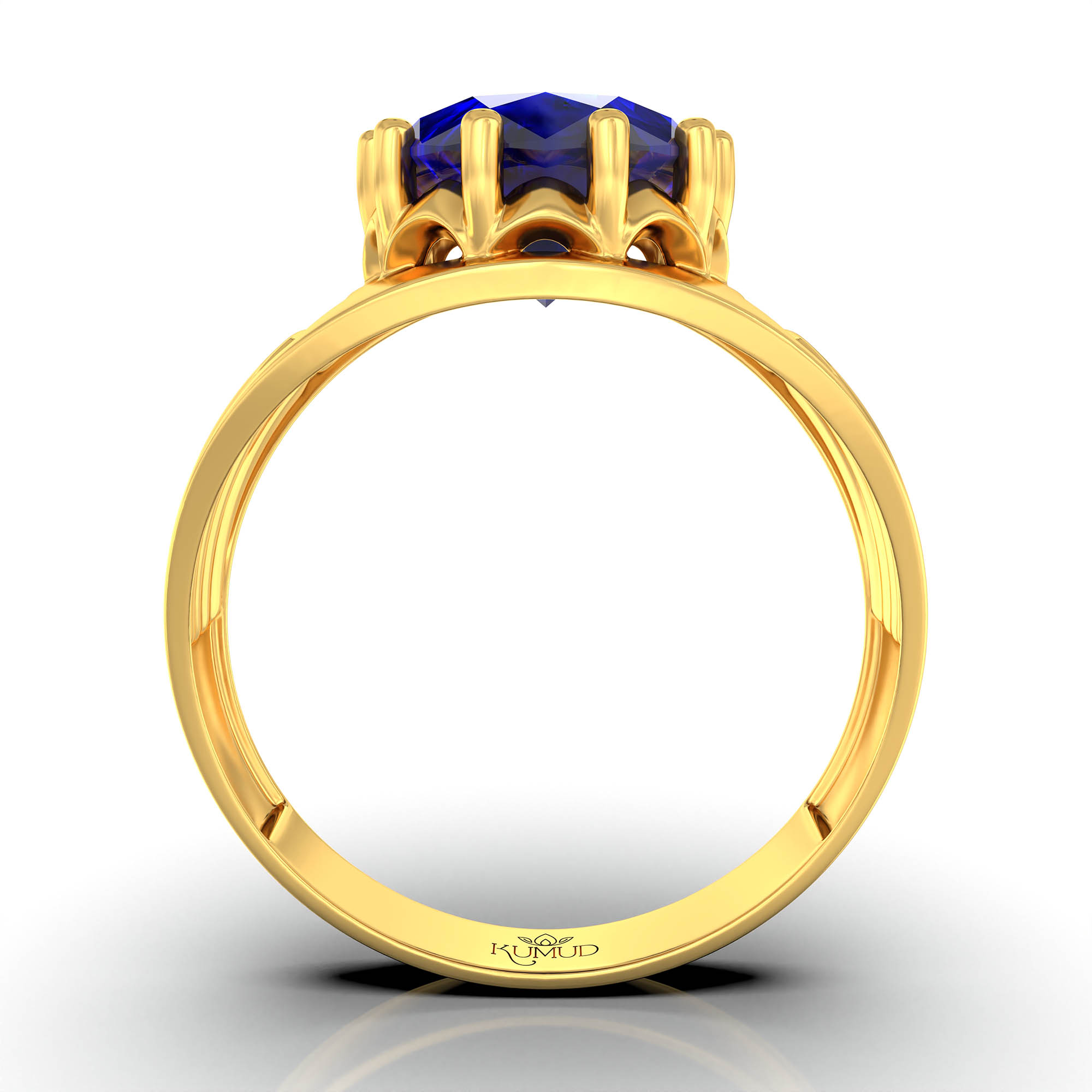 Blue Sapphire (Neelam) Ring for Men in 22K Yellow Gold – Oval 11x9 mm, Prong Setting, 4 g (Design KF-19) thumbnail