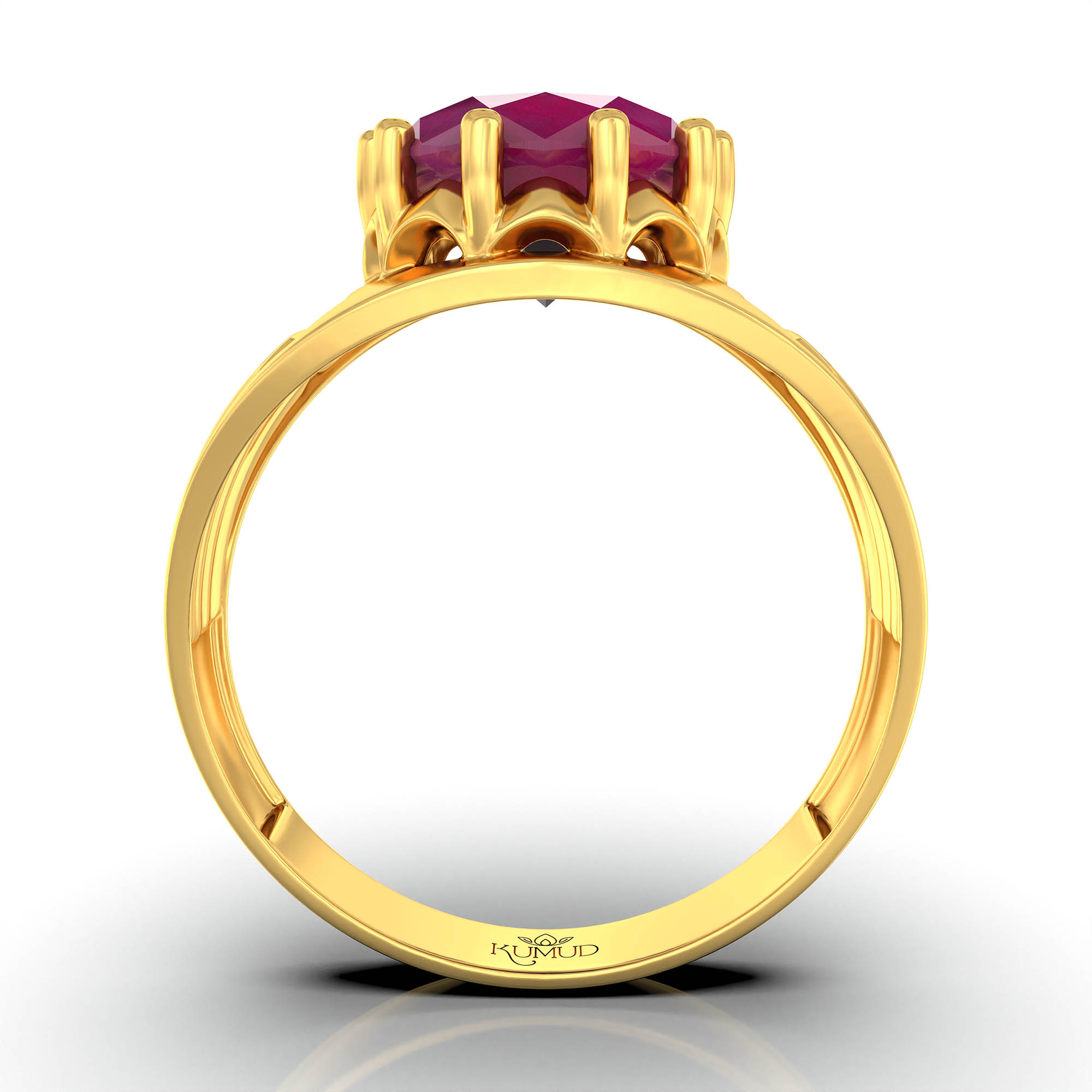 Ruby (Manik) Ring for Men in 22K Yellow Gold – Oval 11x9 mm, Prong Setting, 4 g (Design KF-19) thumbnail
