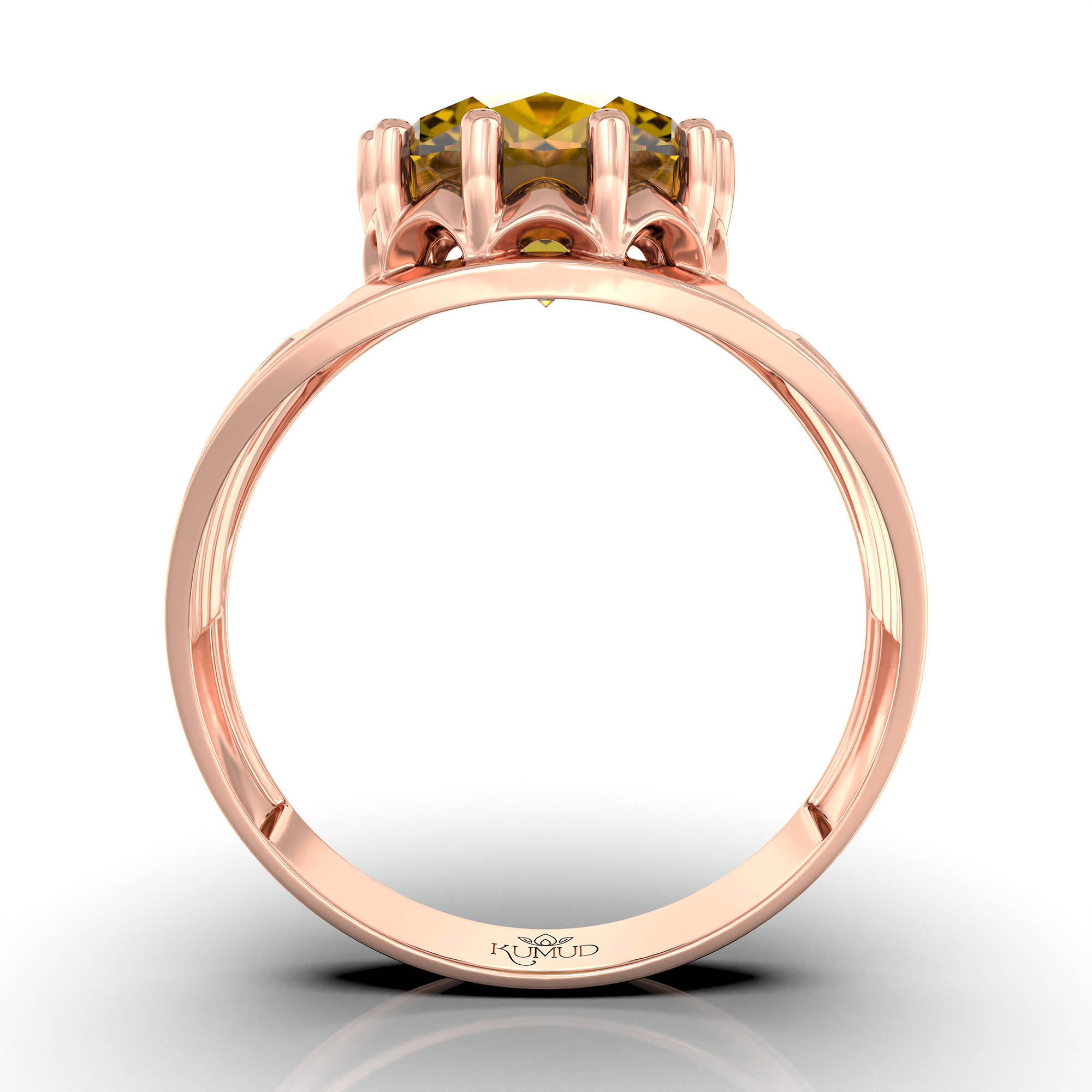 Yellow Sapphire (Pukhraj) Ring for Men in 18K Rose Gold – Oval 11x9 mm, Prong Setting, 4 g (Design KF-19) thumbnail