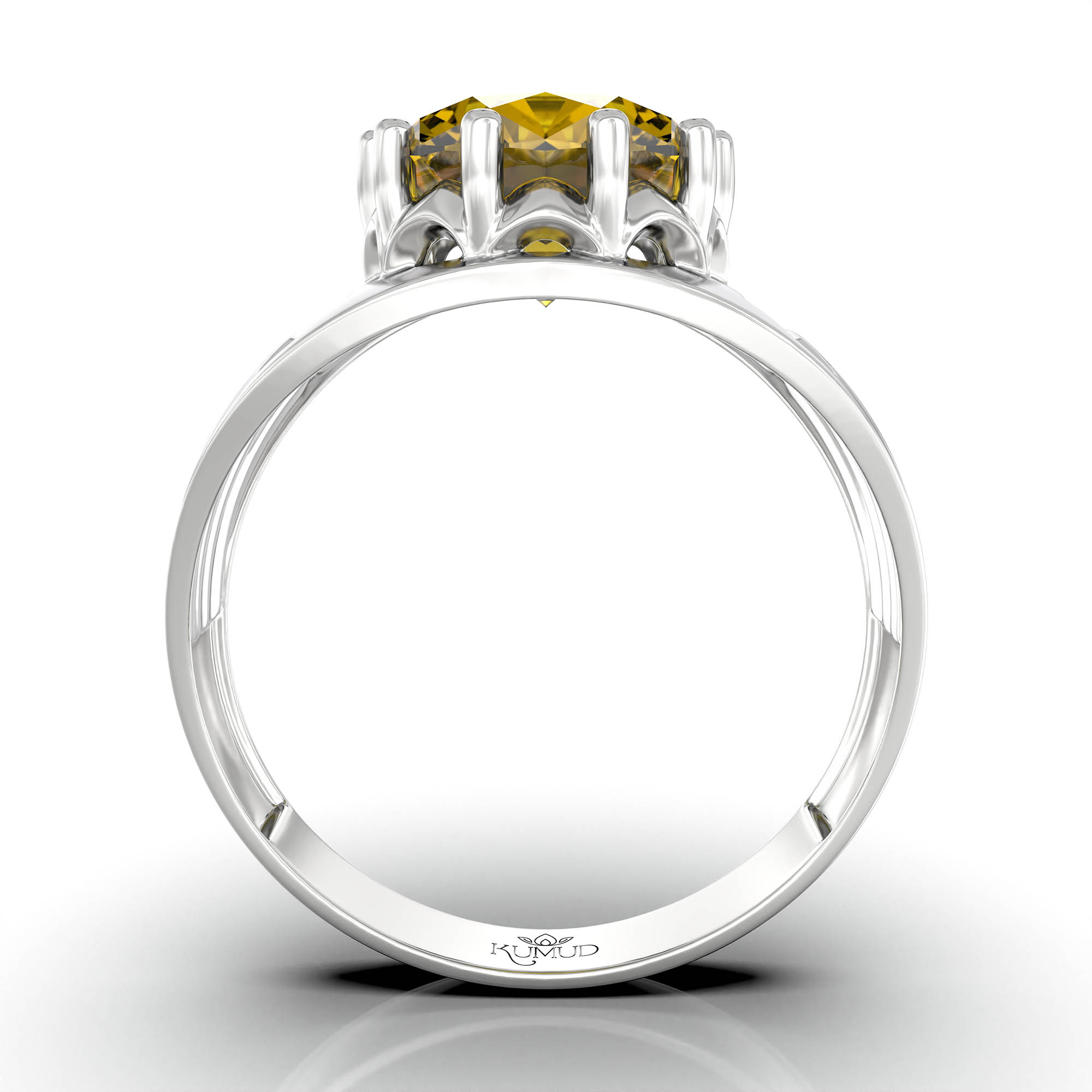 Yellow Sapphire (Pukhraj) Ring for Women in 925 Sterling Silver – Oval 11x9 mm, Prong Setting, 2.4 g (Design KF-19) thumbnail
