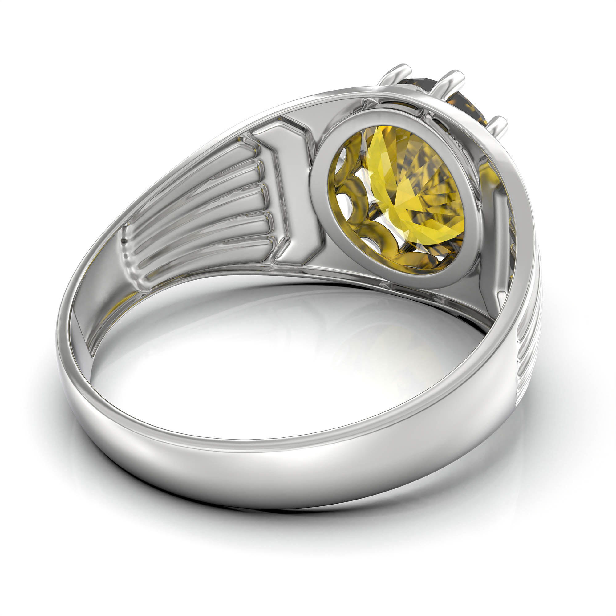 Yellow Sapphire (Pukhraj) Ring for Women in 925 Sterling Silver – Oval 11x9 mm, Prong Setting, 2.4 g (Design KF-19) thumbnail