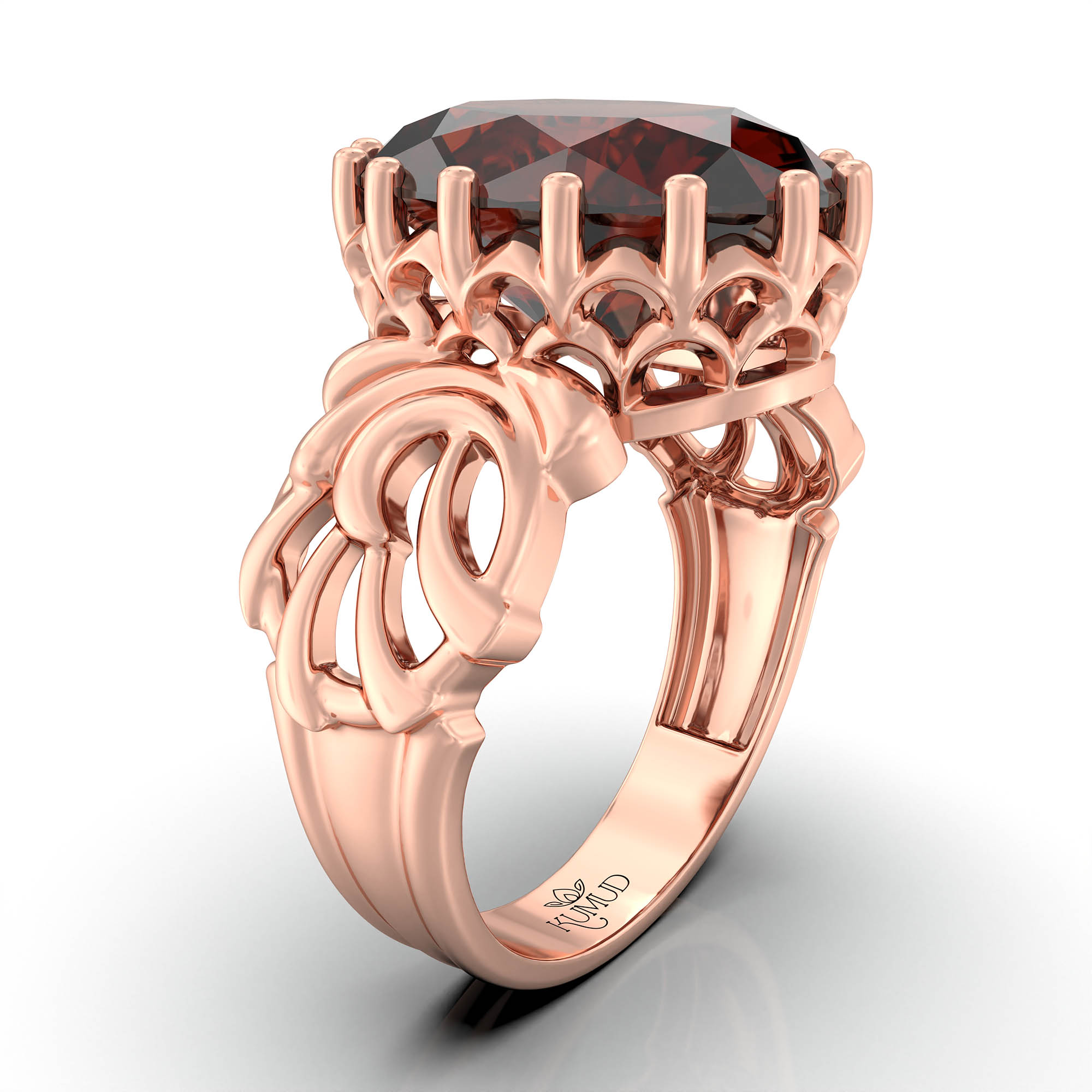 Hessonite (Gomed) Antique Ring for Women in 18K Rose Gold – Oval 13x10 mm, Prong Setting, 4 g (Design KA-1) thumbnail