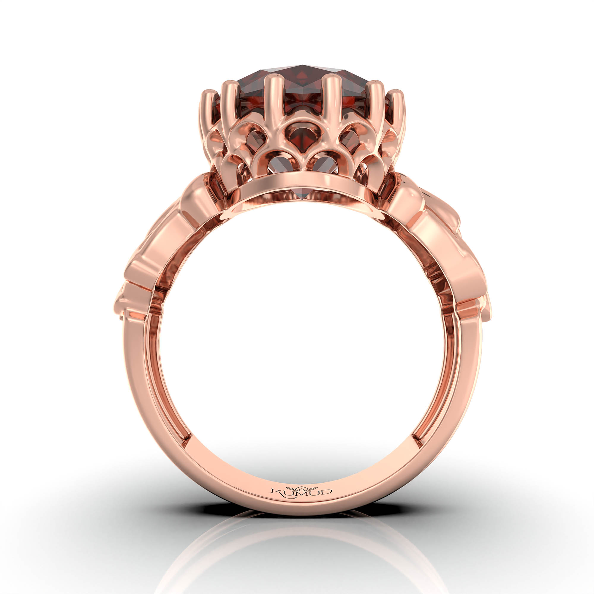 Hessonite (Gomed) Antique Ring for Women in 18K Rose Gold – Oval 13x10 mm, Prong Setting, 4 g (Design KA-1) thumbnail