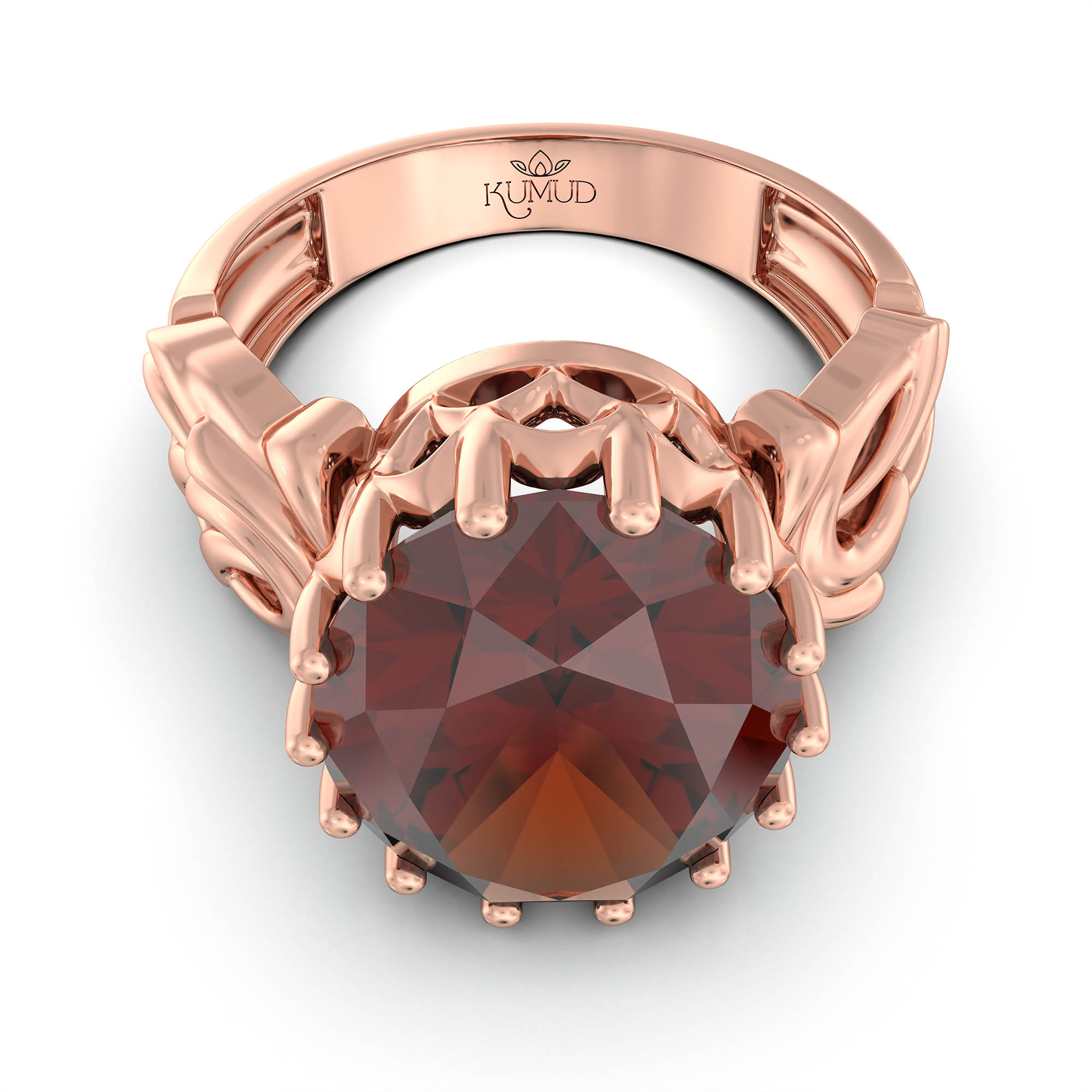Hessonite (Gomed) Antique Ring for Women in 18K Rose Gold – Oval 13x10 mm, Prong Setting, 4 g (Design KA-1) thumbnail