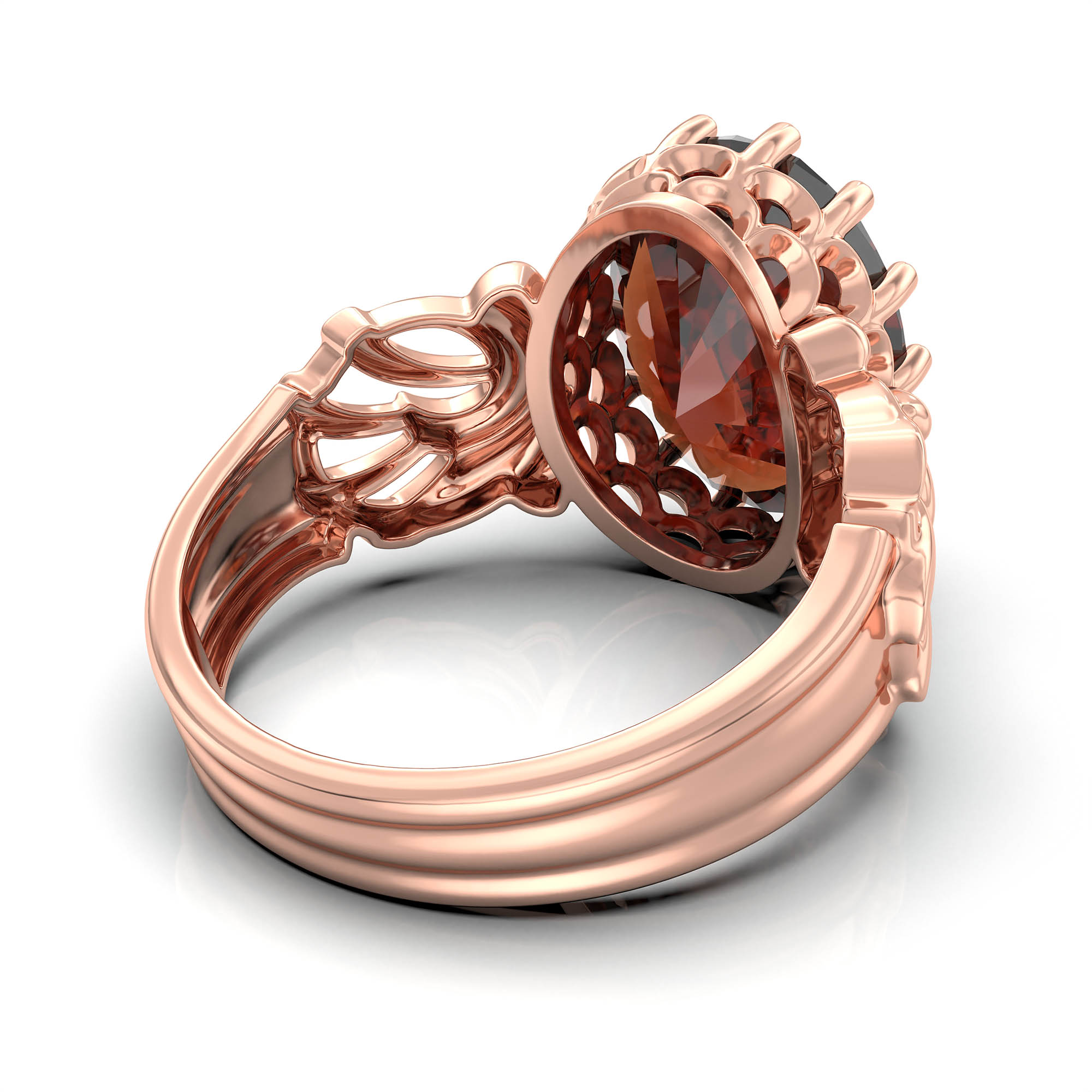 Hessonite (Gomed) Antique Ring for Women in 18K Rose Gold – Oval 13x10 mm, Prong Setting, 4 g (Design KA-1) thumbnail