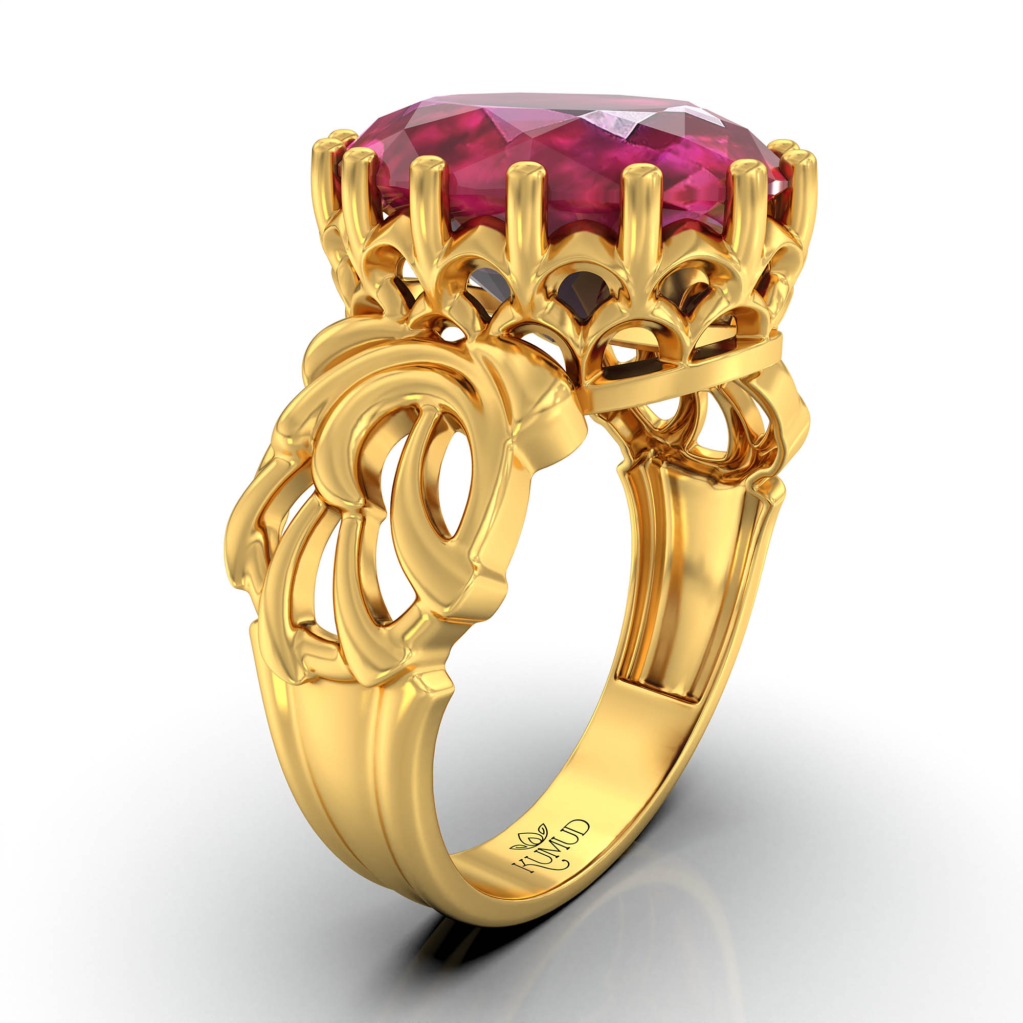 Ruby (Manik) Antique Ring for Women in 22K Yellow Gold – Oval 13x10 mm, Prong Setting, 4 g (Design KA-1) thumbnail