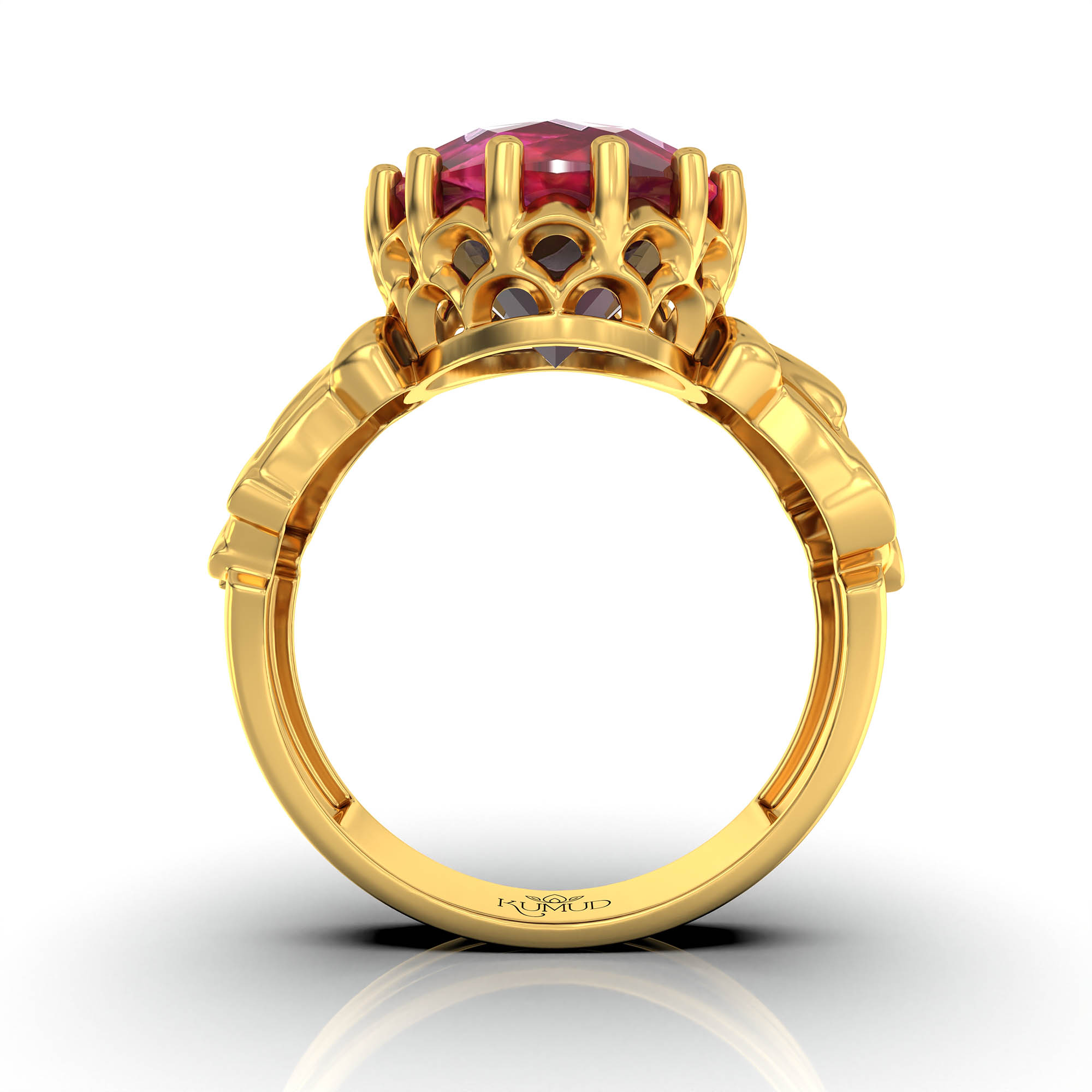 Ruby (Manik) Antique Ring for Women in 22K Yellow Gold – Oval 13x10 mm, Prong Setting, 4 g (Design KA-1) thumbnail