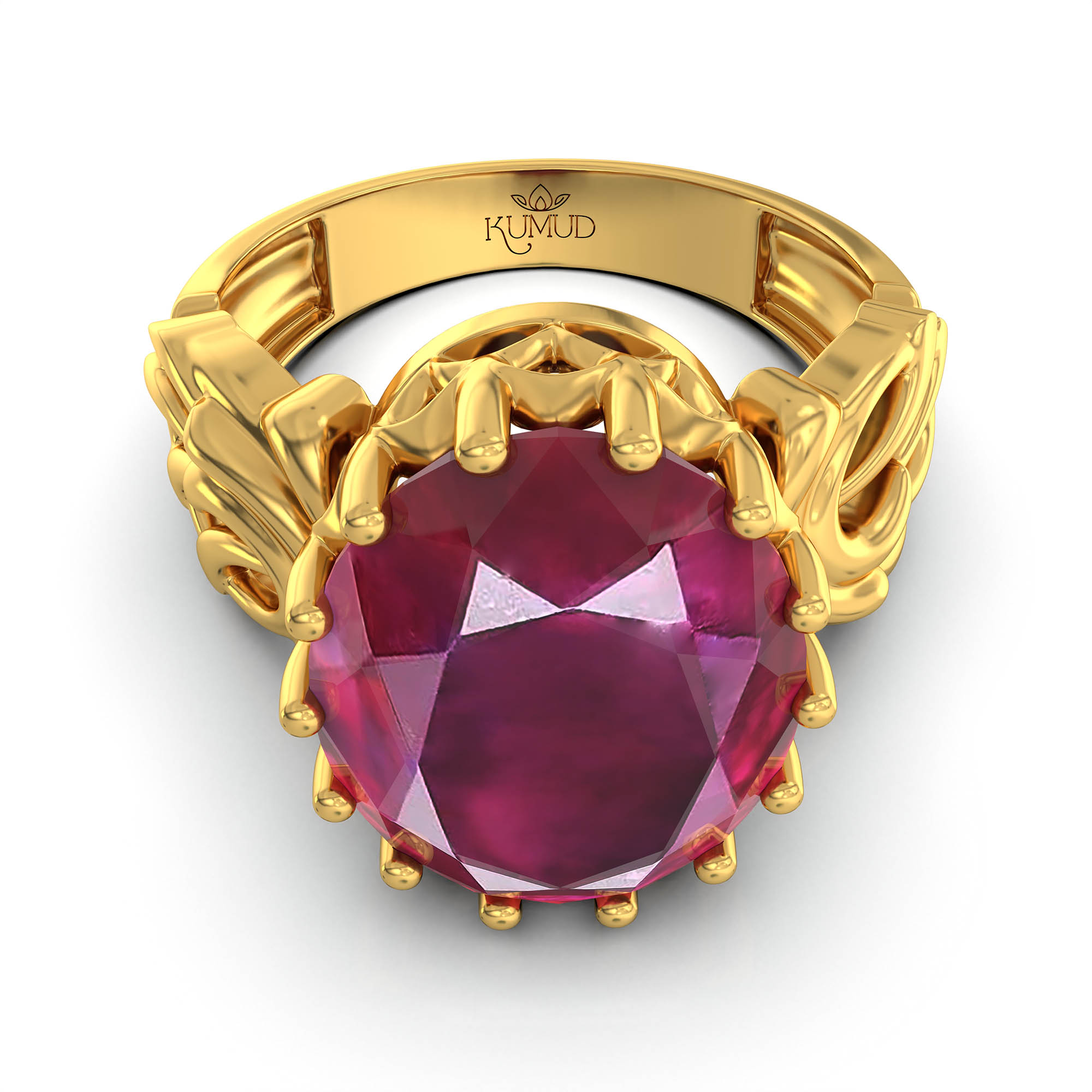 Ruby (Manik) Antique Ring for Women in 22K Yellow Gold – Oval 13x10 mm, Prong Setting, 4 g (Design KA-1) thumbnail