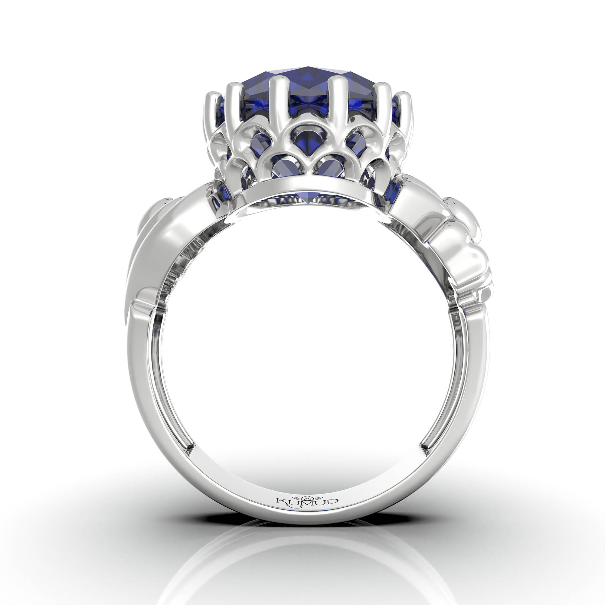 Blue Sapphire (Neelam) Ring for Women in 925 Sterling Silver – Oval 13x10 mm, Prong Setting, 2.4 g (Design KA-2) thumbnail