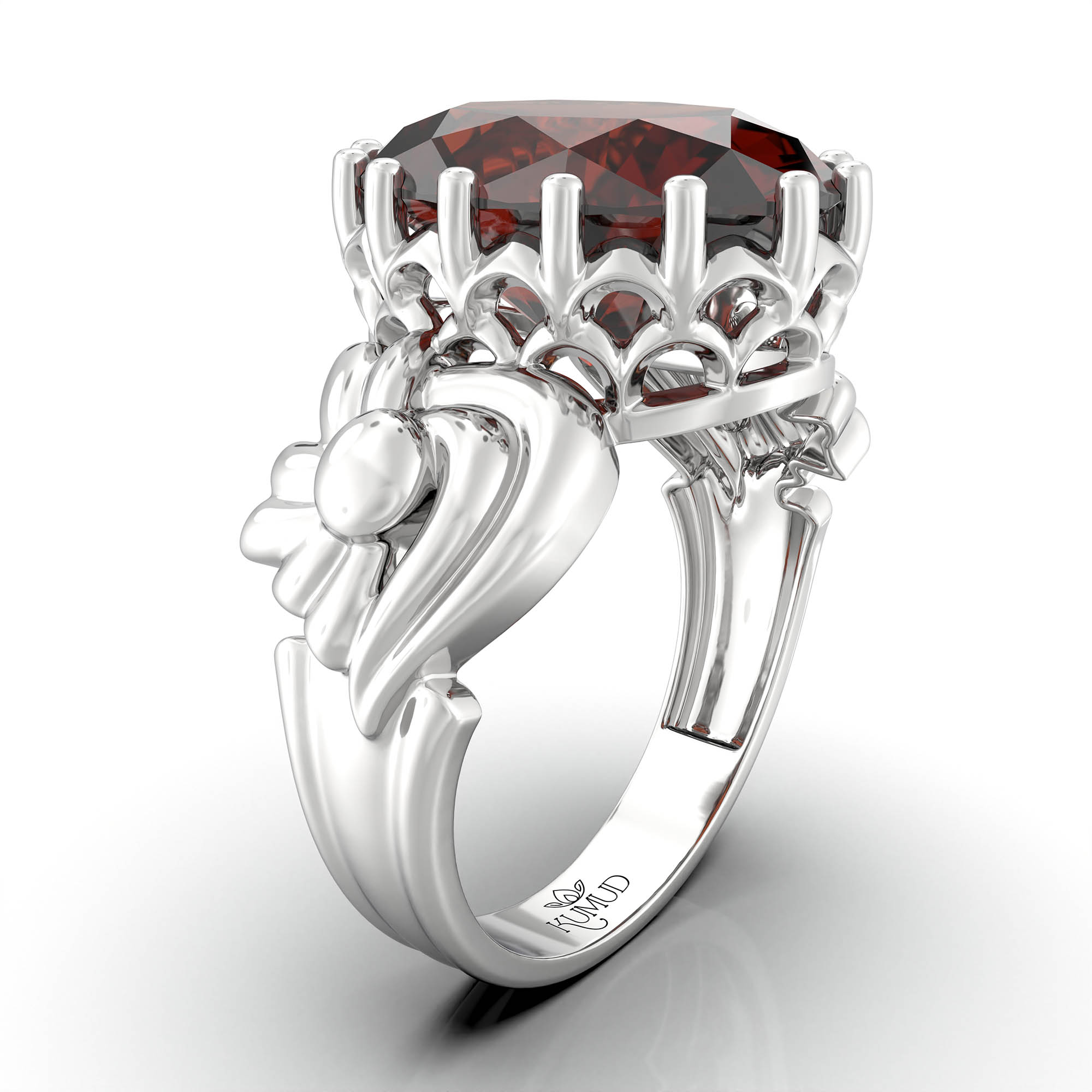 Hessonite (Gomed) Ring for Women in 925 Sterling Silver – Oval 13x10 mm, Prong Setting, 2.4 g (Design KA-2) thumbnail