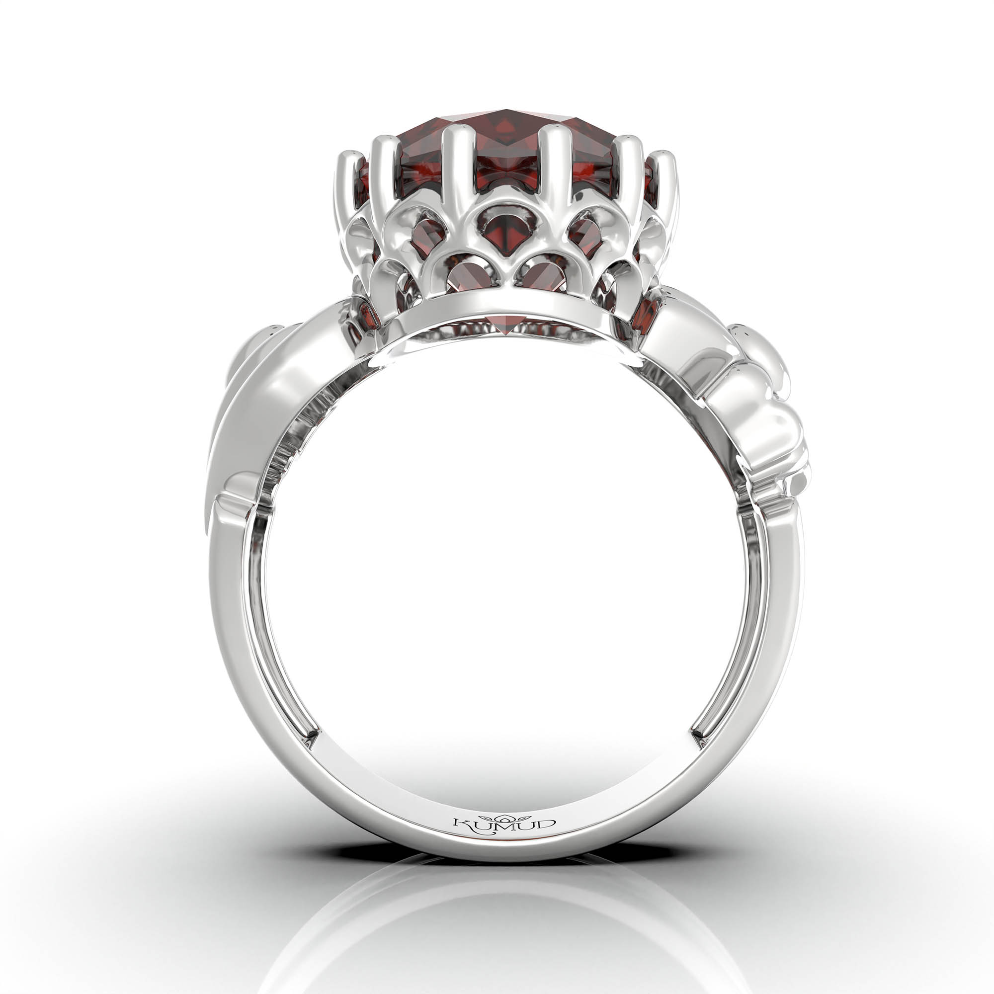 Hessonite (Gomed) Ring for Women in 925 Sterling Silver – Oval 13x10 mm, Prong Setting, 2.4 g (Design KA-2) thumbnail