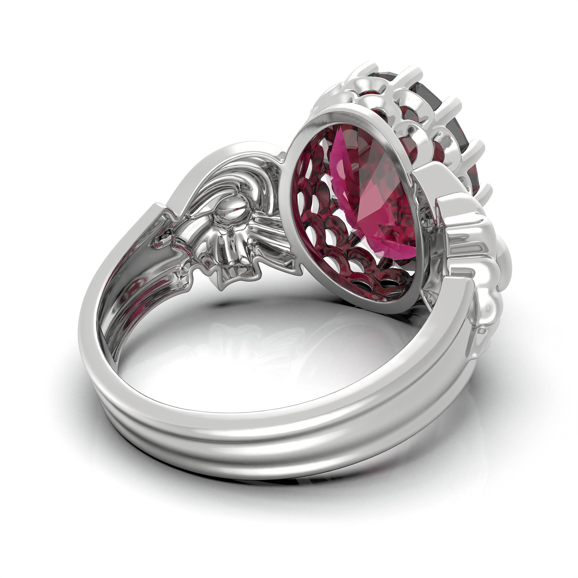 Ruby (Manik) Ring for Women in 925 Sterling Silver – Oval 13x10 mm, Prong Setting, 2.4 g (Design KA-2) thumbnail